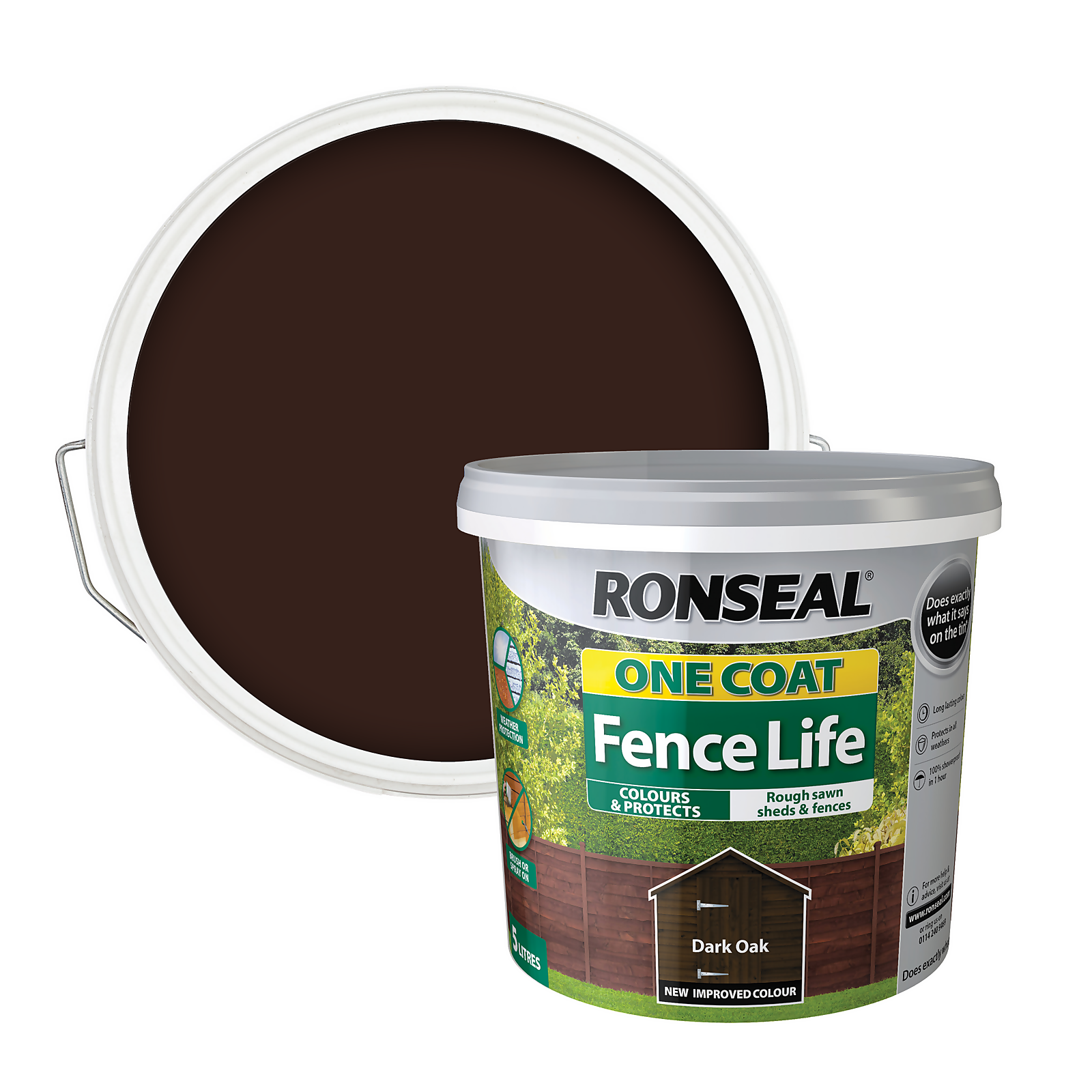 Photo of Ronseal One Coat Fence Life Paint Dark Oak - 5l