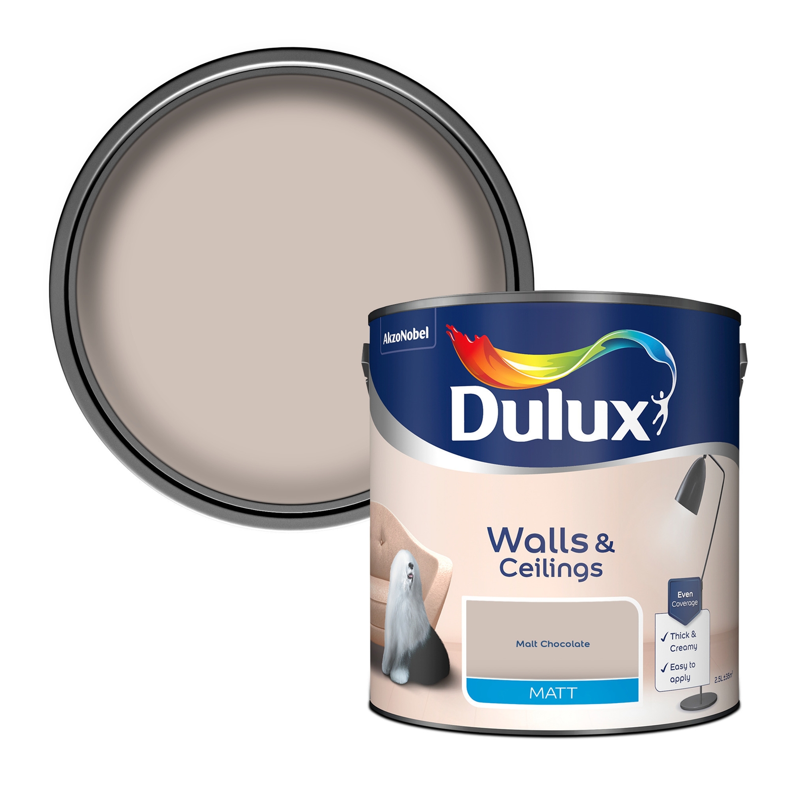 Dulux Matt Emulsion Paint Malt Chocolate - 2.5L