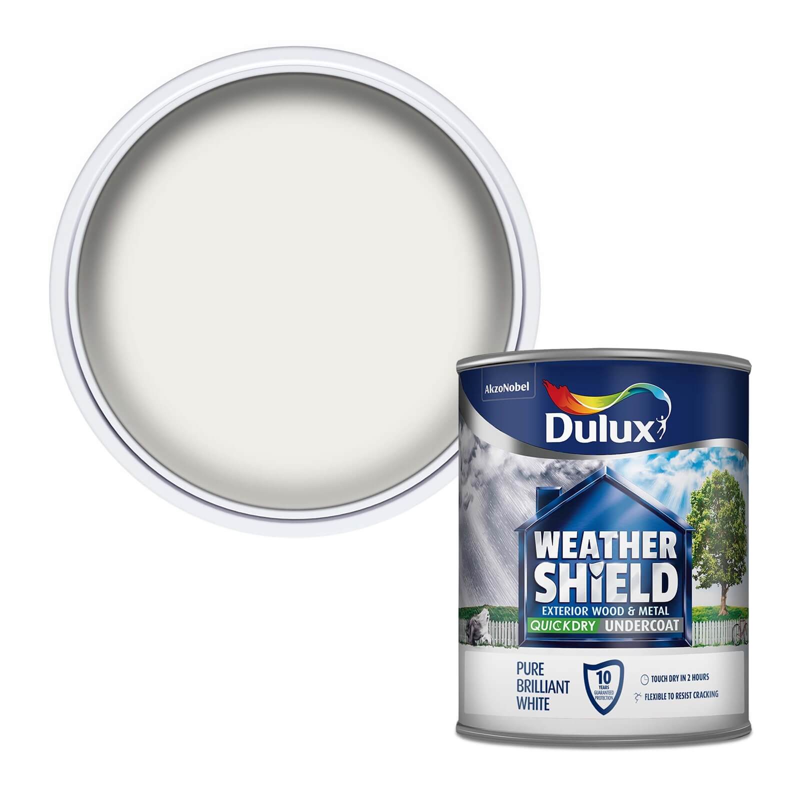 Dulux Weathershield Exterior Quick Dry Undercoat Pure Brilliant White - 750ml