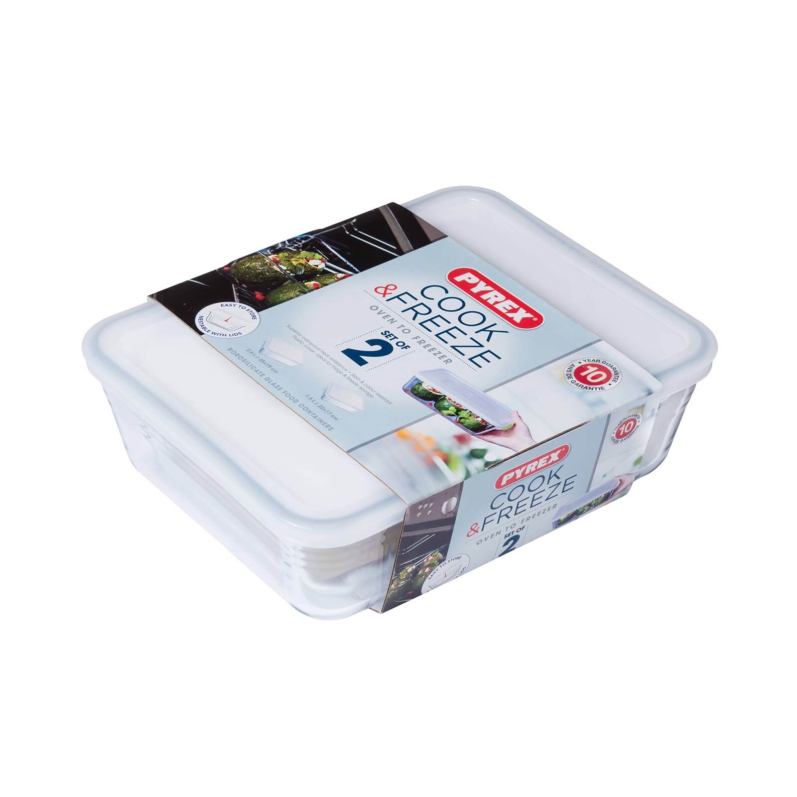 Photo of Pyrex Cook & Freeze Rectangular 2 Piece Food Storage Set - White