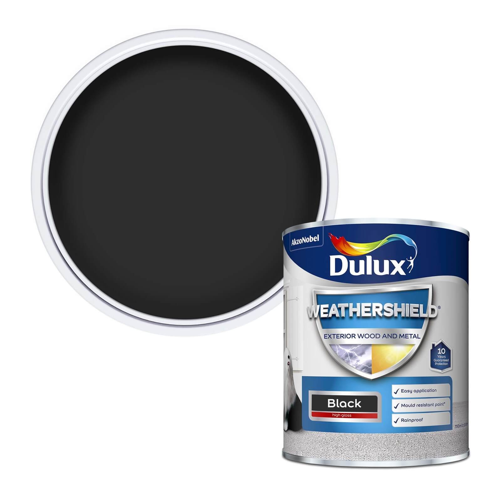 Dulux Weathershield Exterior Gloss Paint Black - 750ml
