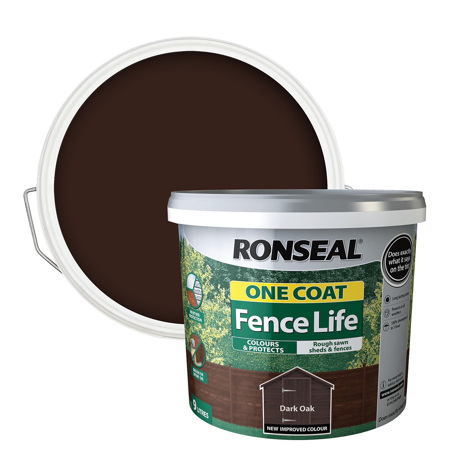 Photo of Ronseal One Coat Fence Life Paint Dark Oak - 9l
