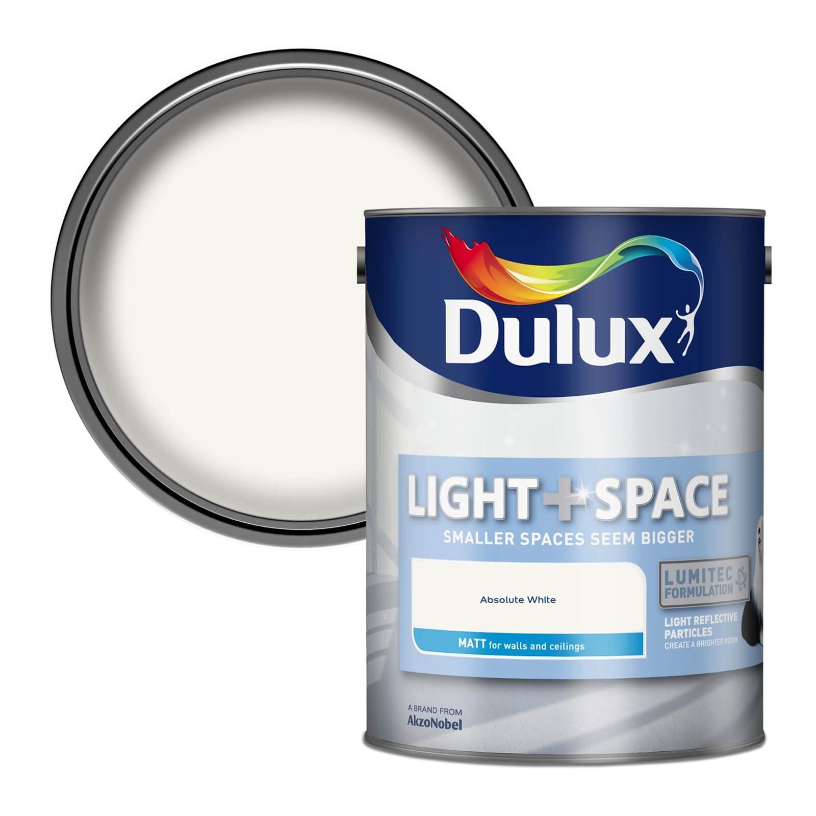 Dulux Light & Space Matt Emulsion Paint Absolute White - 5L