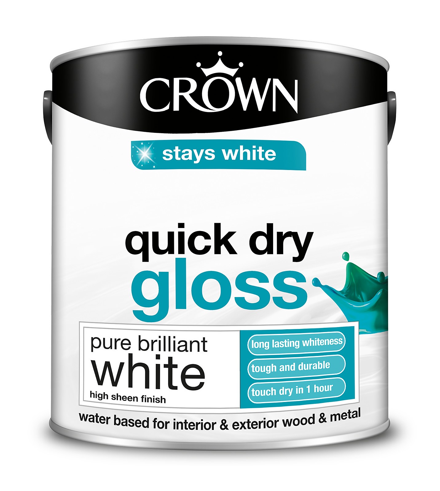 Photo of Crown Pure Brilliant White - Quick Drying Gloss Paint - 2.5l