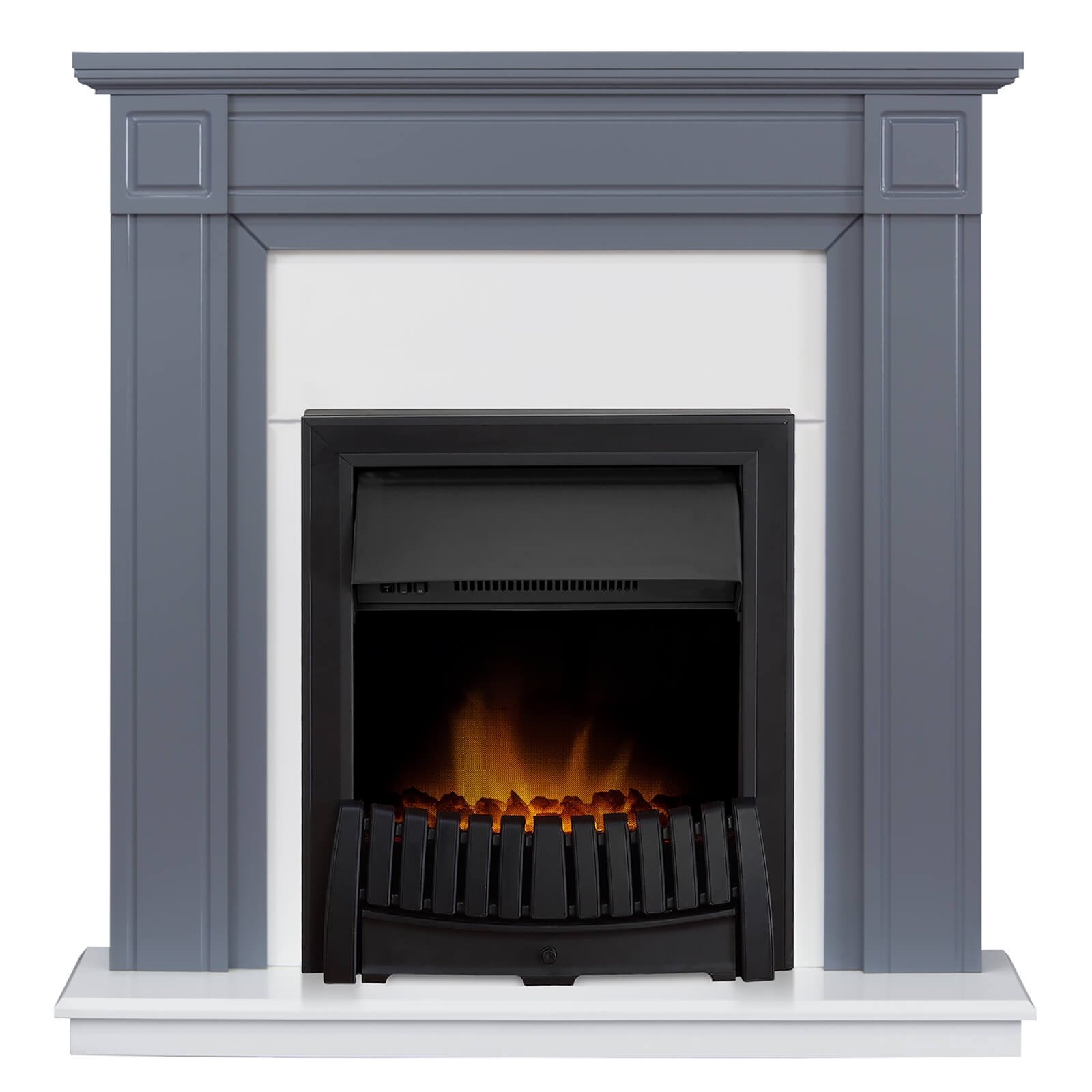 Adam Georgian Fireplace Surround & Elan Electric Fire - Grey & White