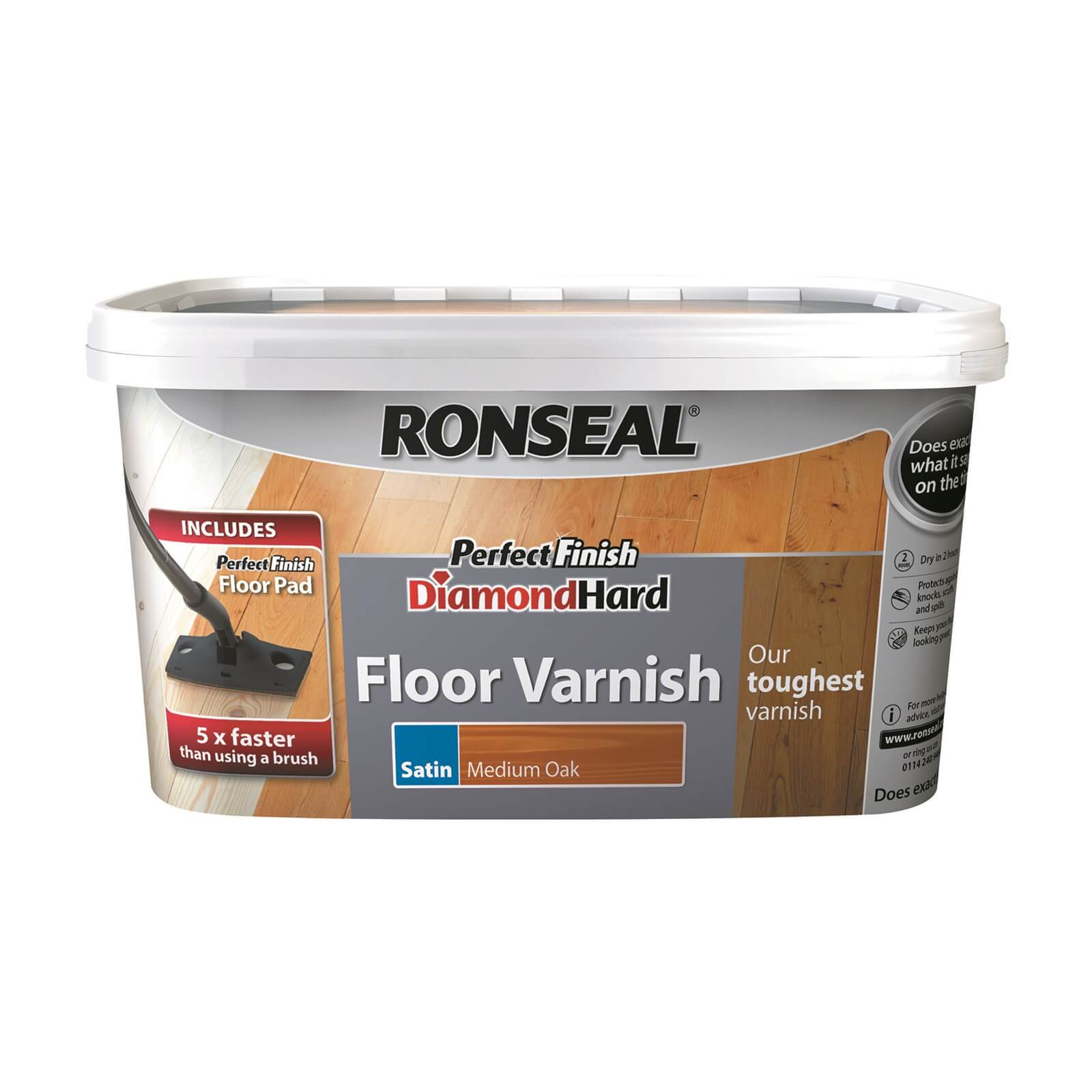 Photo of Ronseal Perfect Finish Diamond Hard Floor Varnish Medium Oak - 2.5l