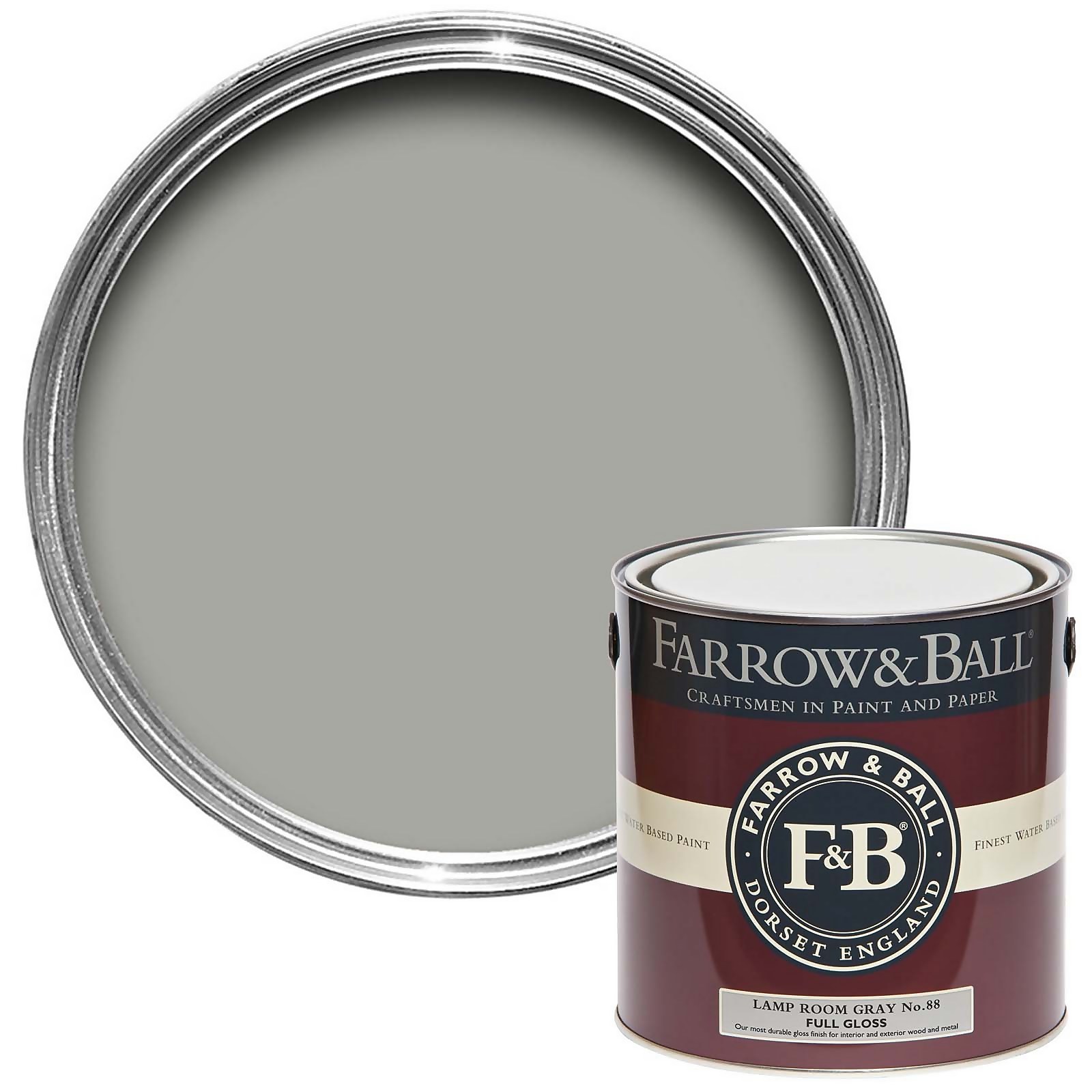 Farrow & Ball Full Gloss Paint Lamp Room Gray No.88 -2.5L