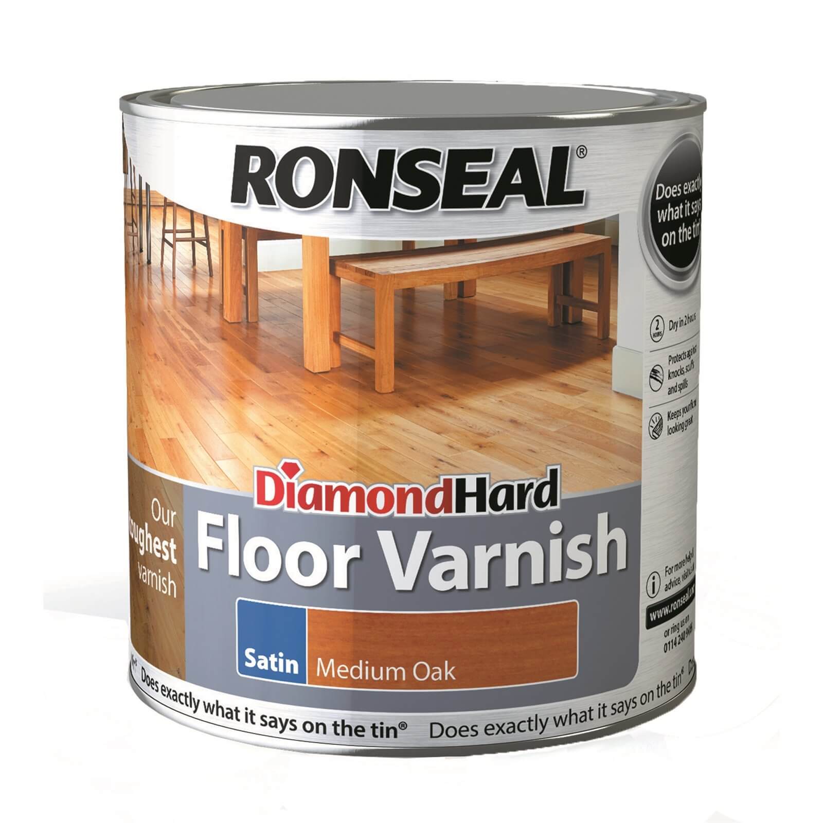 Photo of Ronseal Diamond Hard Floor Varnish Medium Oak- 2.5l