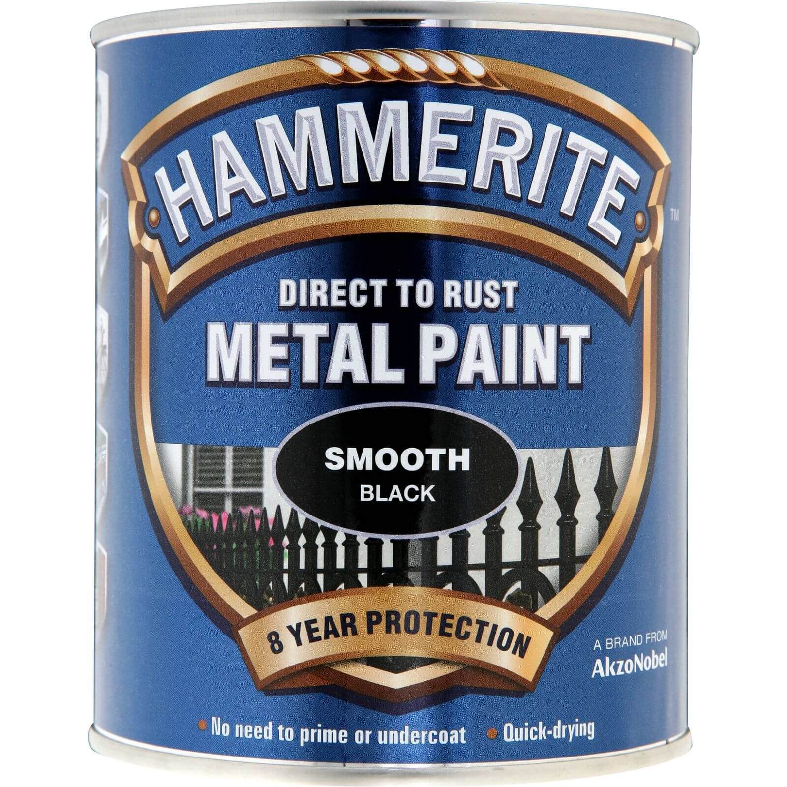 Hammerite Direct To Rust Smooth Black Metal Paint - 750ml