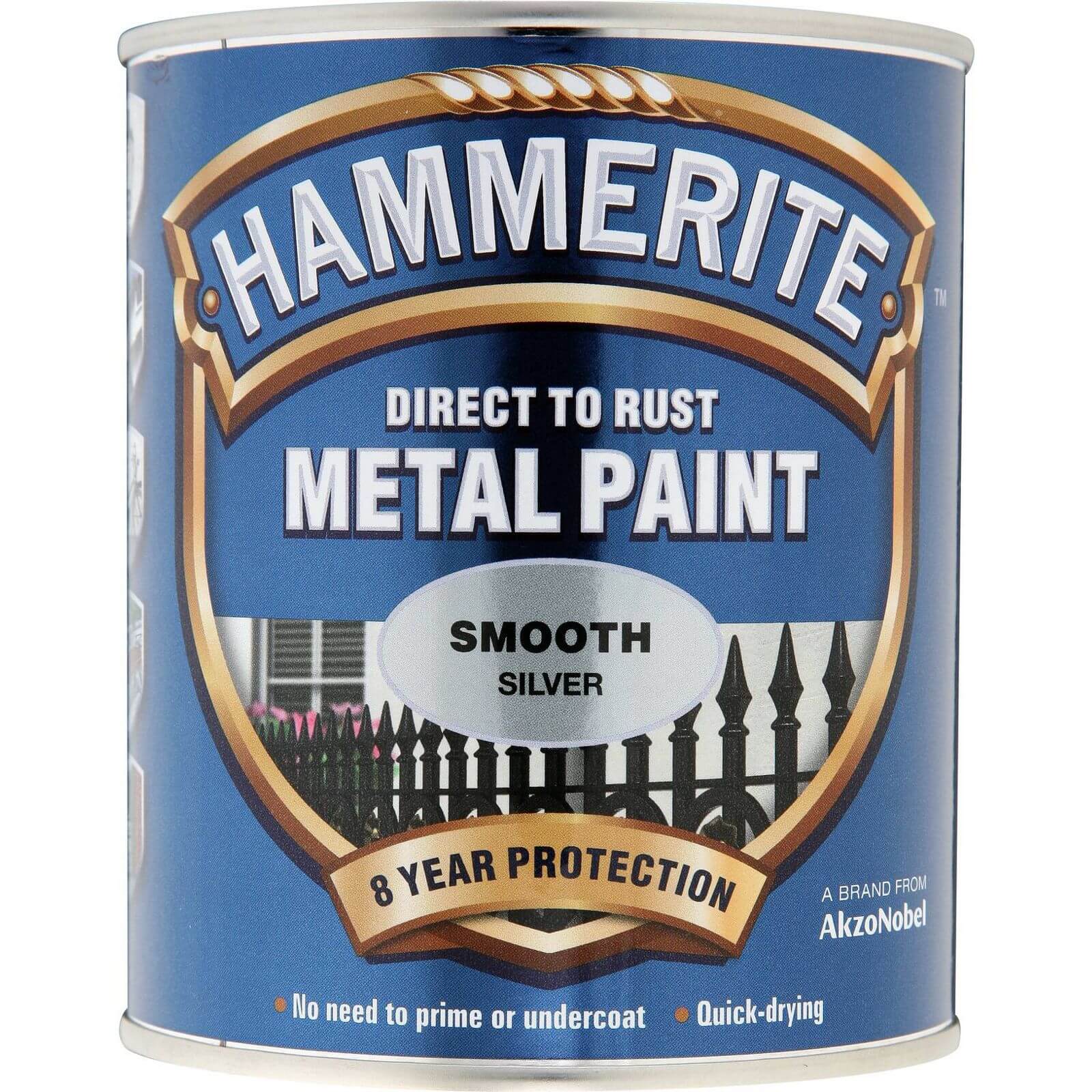 Hammerite Direct To Rust Smooth Silver Metal Paint - 750ml