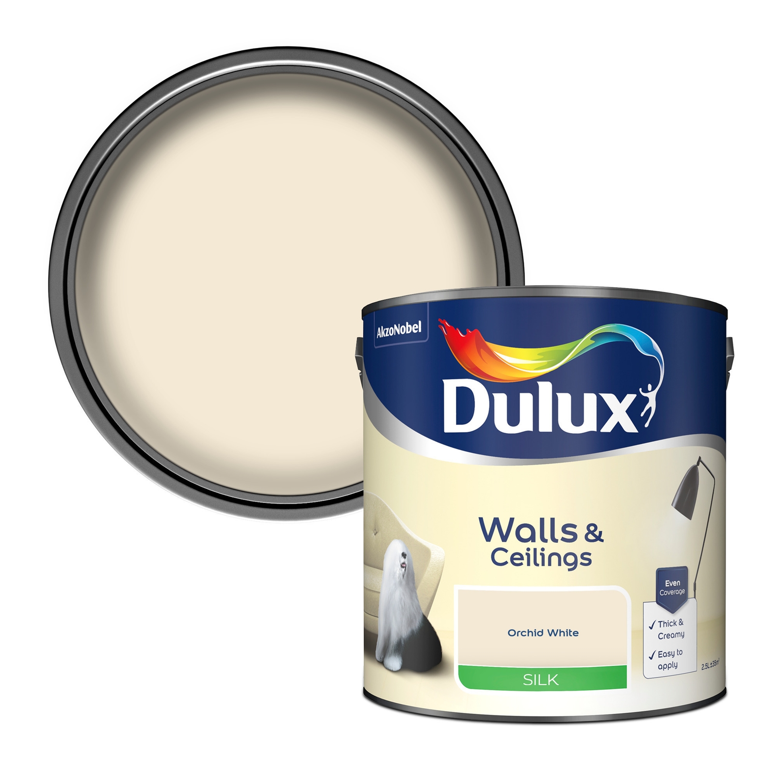 Dulux Silk Emulsion Paint Orchid White - 2.5L