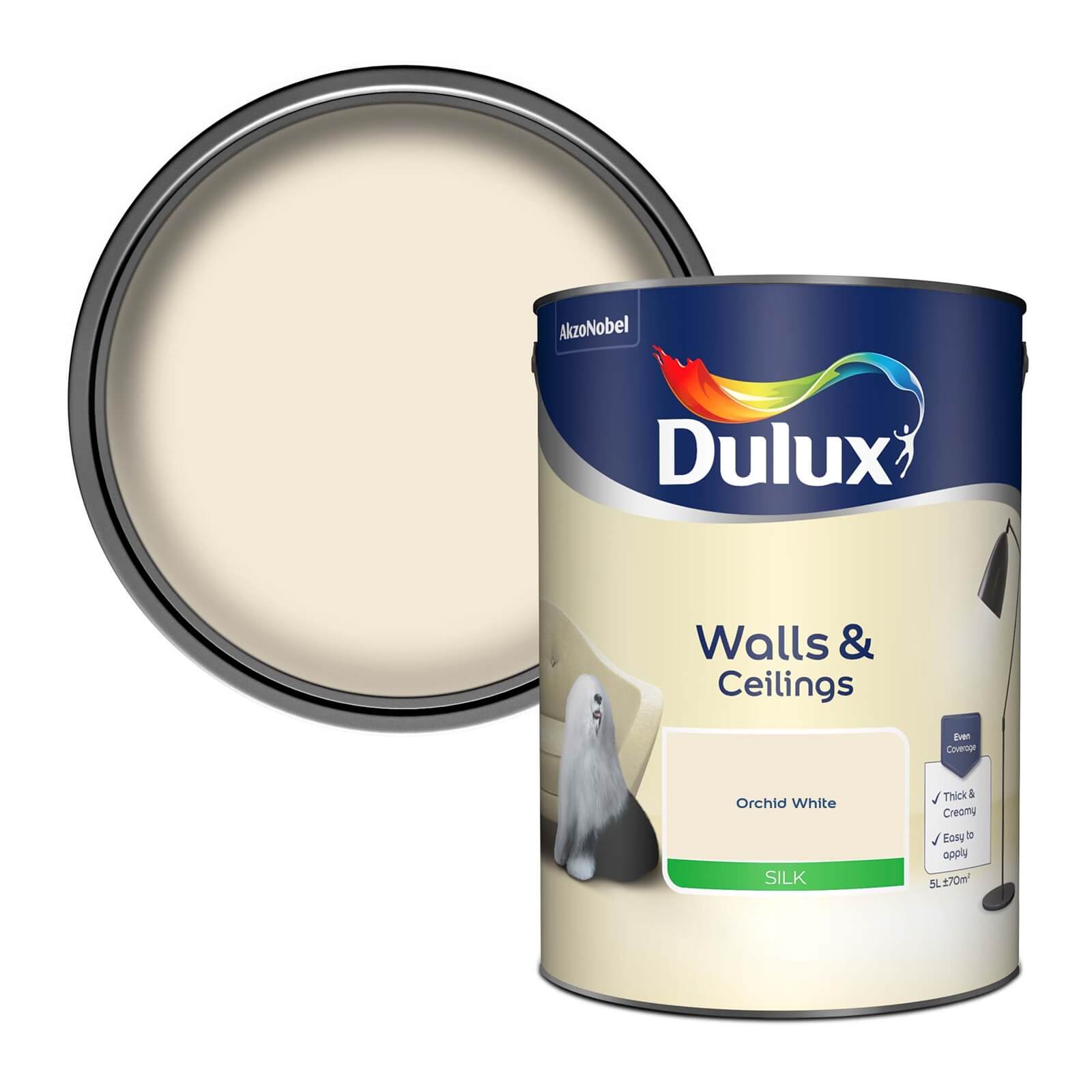 Dulux Silk Emulsion Paint Orchid White - 5L
