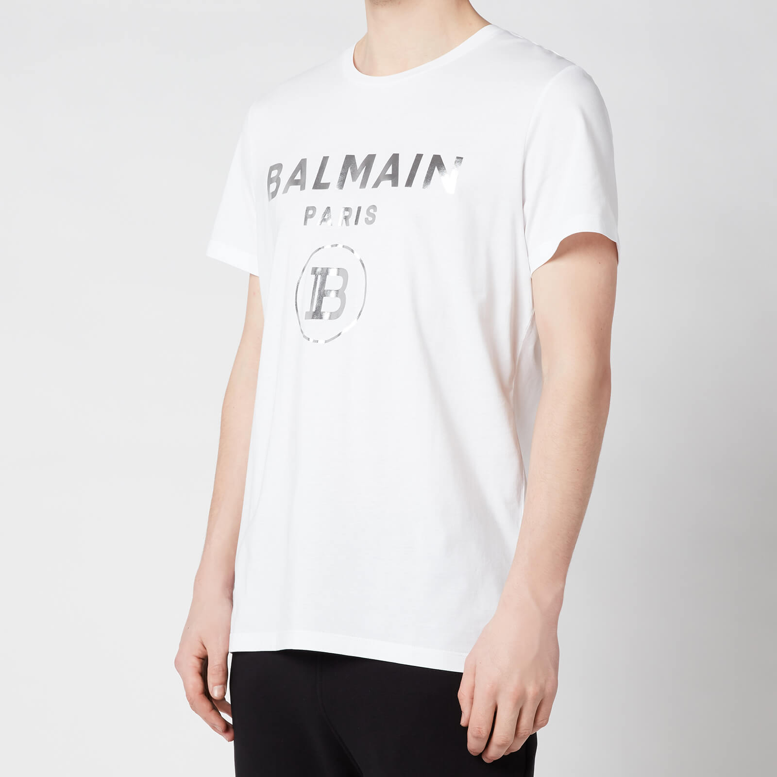 Balmain Men's Silver Foil T-Shirt - White - S
