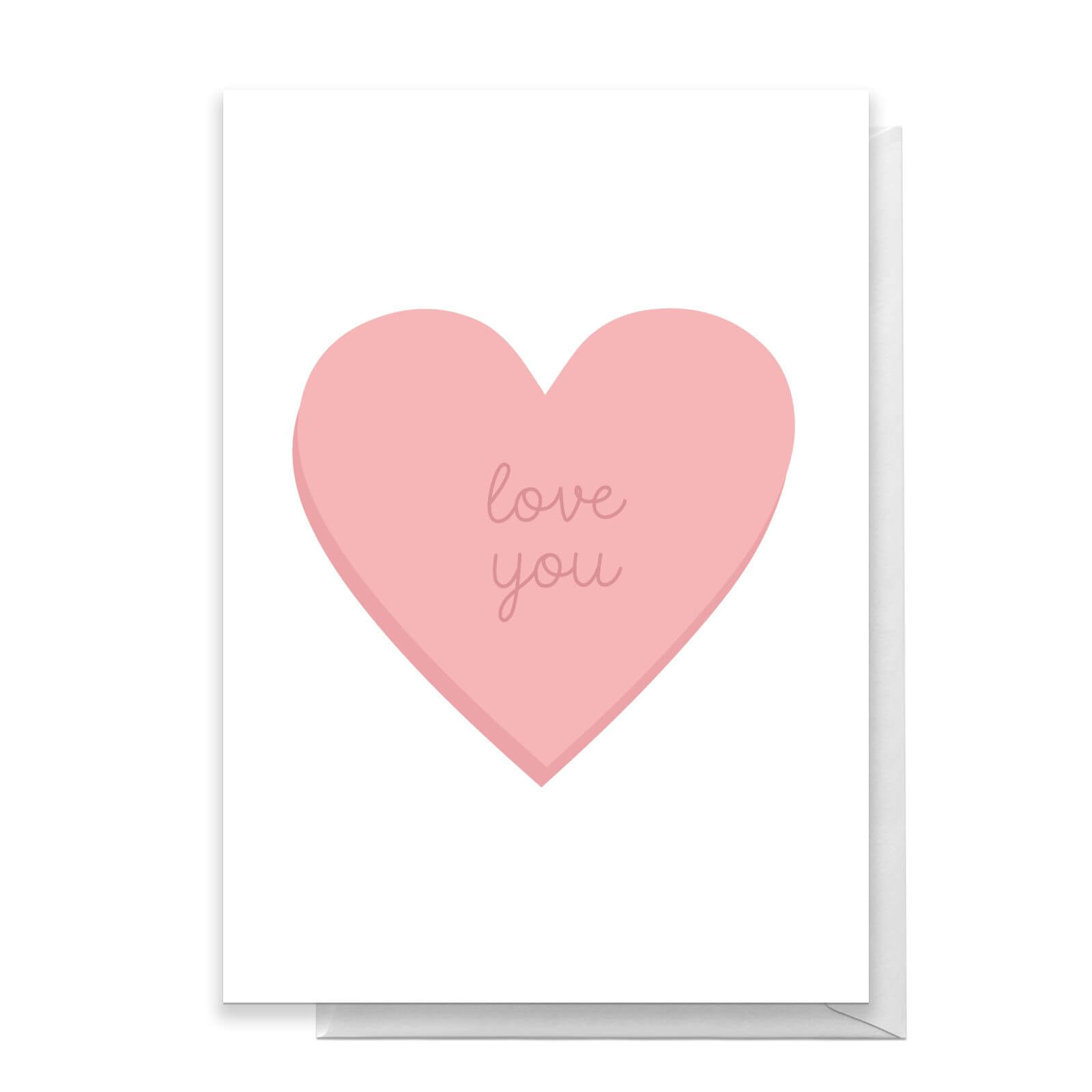 Love You Pink Heart Greetings Card - Standard Card
