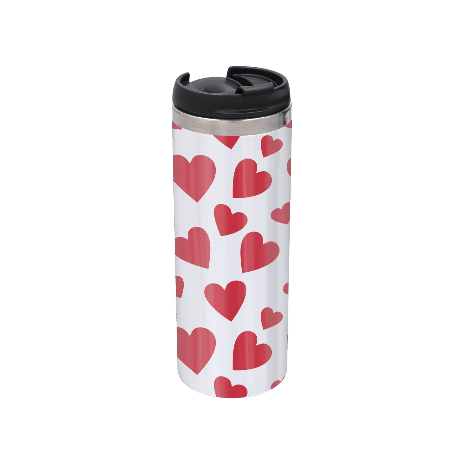 Hearts Stainless Steel Thermo Travel Mug - Metallic Finish