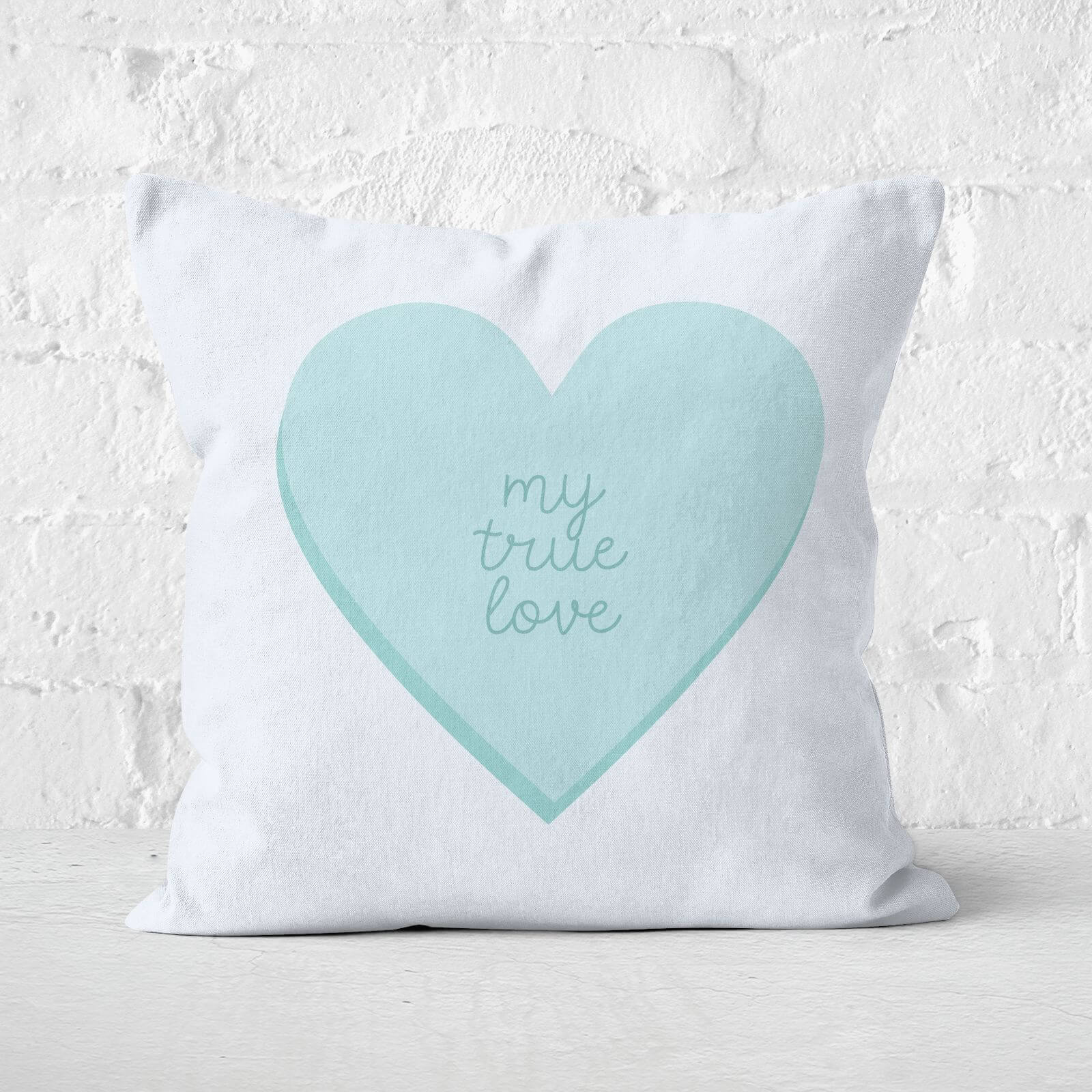 My True Love Blue Heart Square Cushion - 60x60cm - Soft Touch