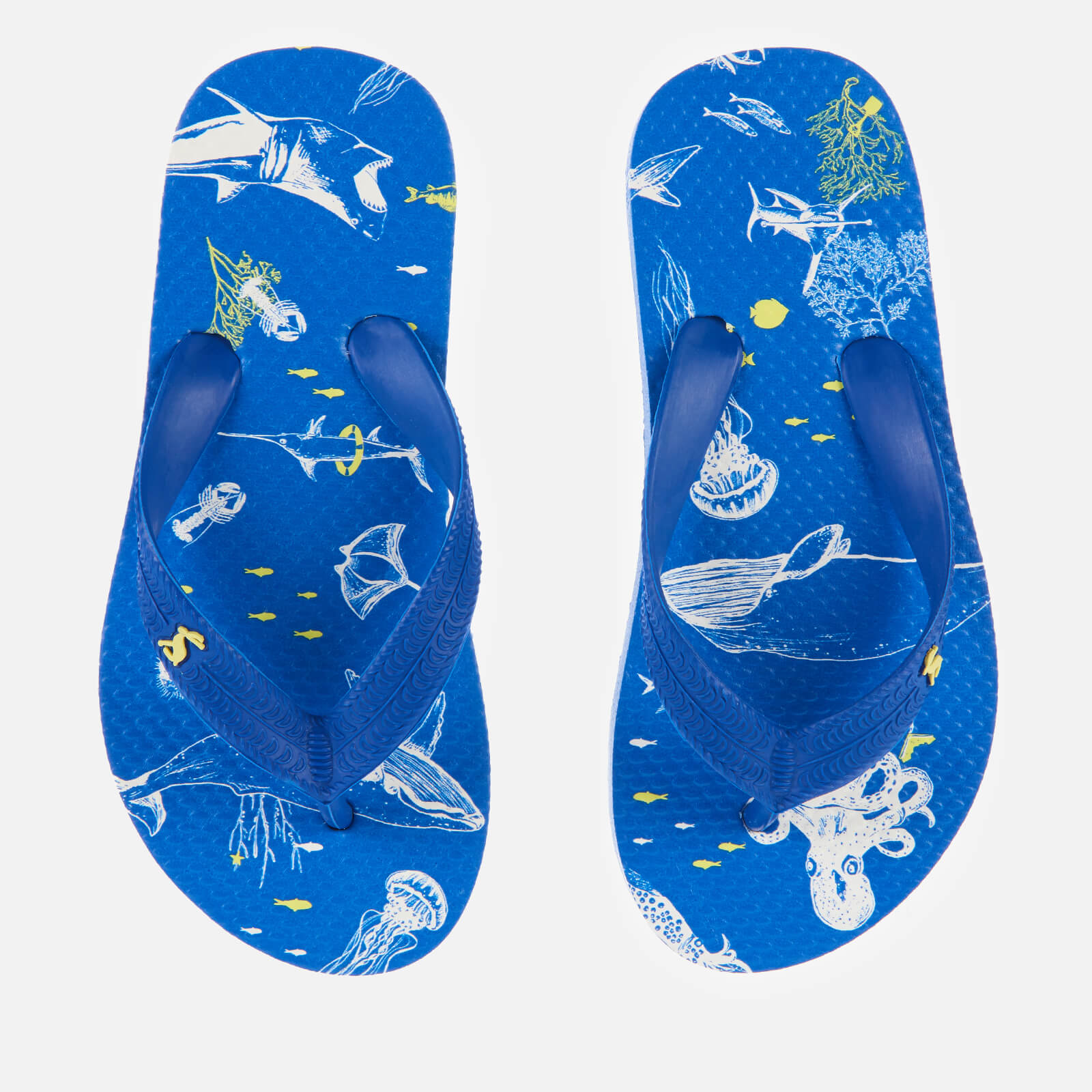 joules kids' flip flops - blue sea animals - uk 10 kids