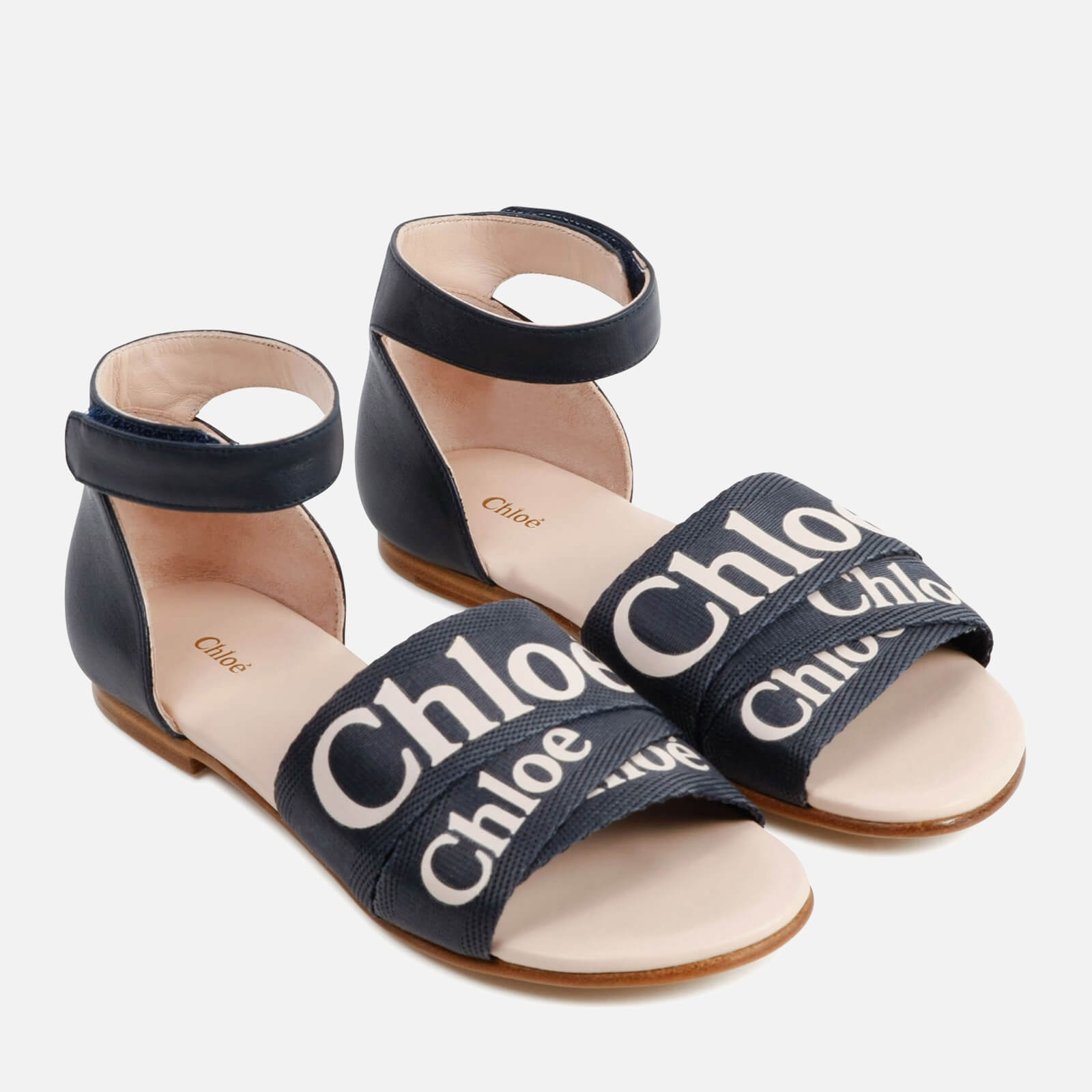 Chloé Girls' Logo Sandals - Navy - UK 10 Kids