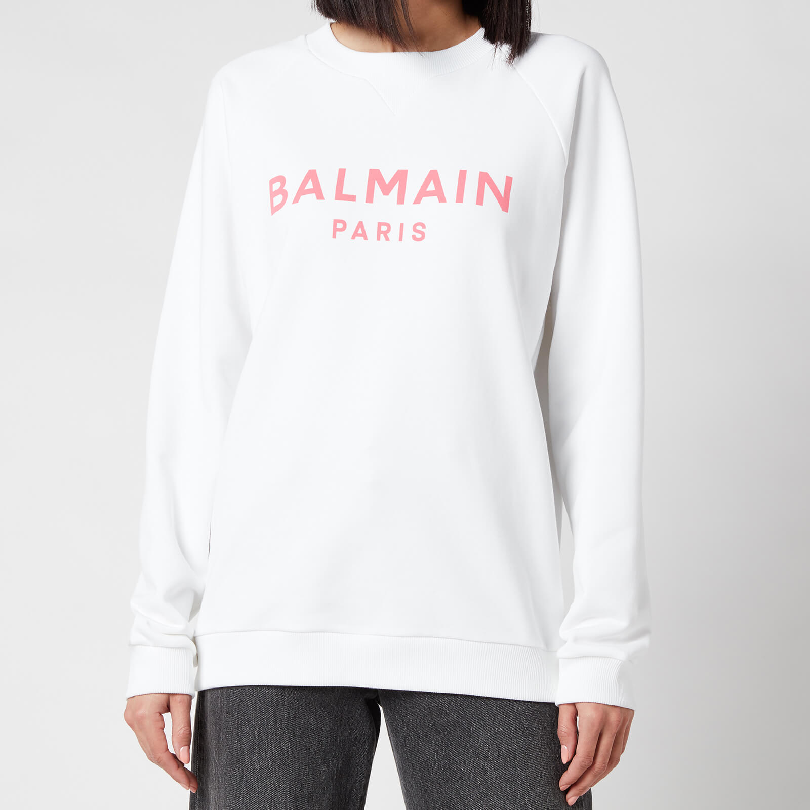 Balmain Women's Printed Logo Sweatshirt - Blanc/Rose - S