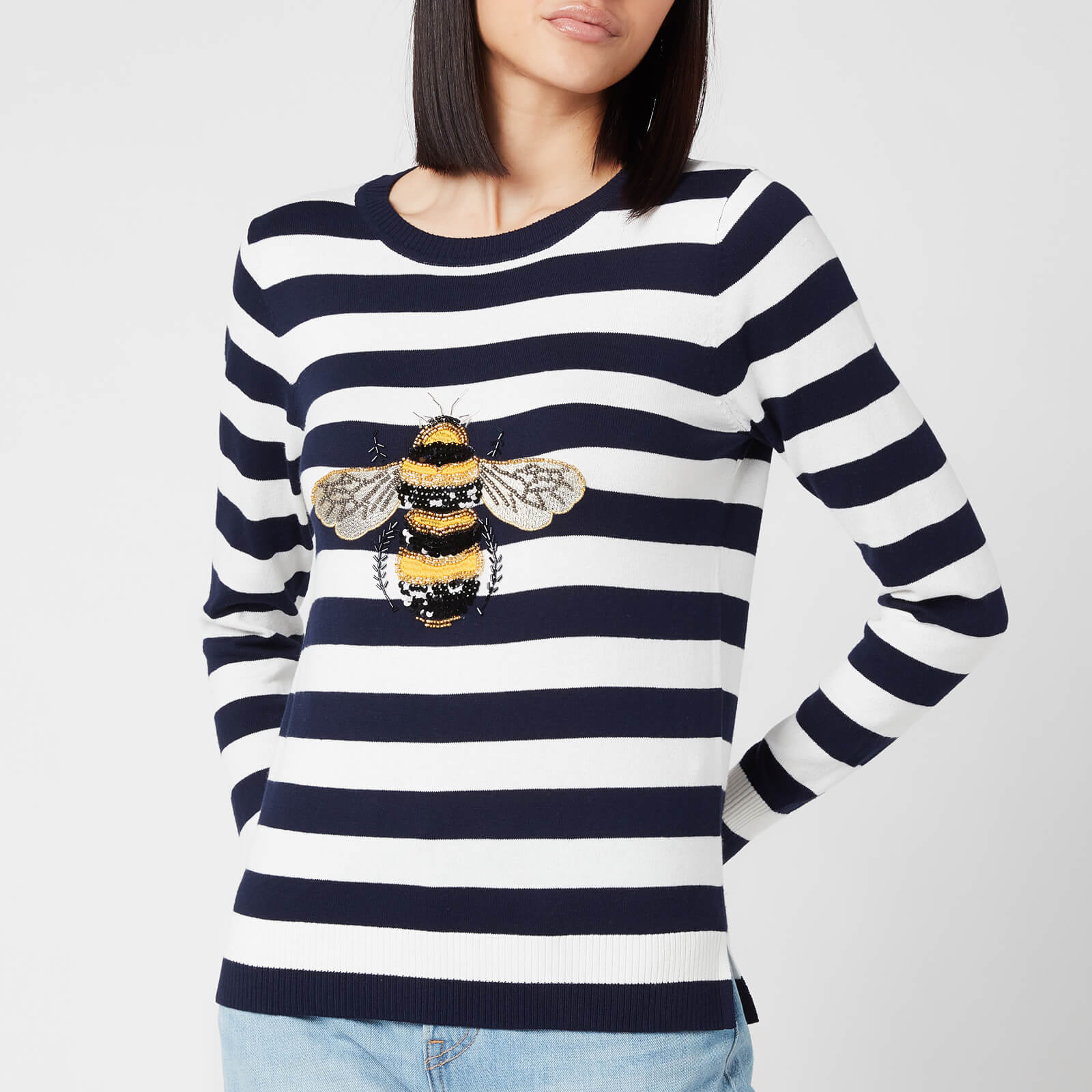 Joules Women's Miranda Luxe Knitted Sweatshirt - Navy Stripe - UK 6