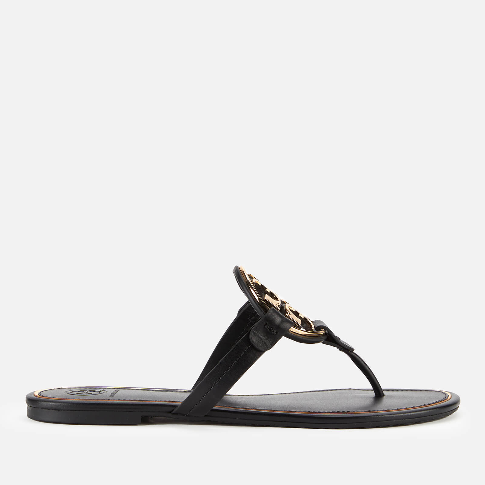 Tory Burch Women's Metal Miller Toe Post Sandals - Perfect Black/Gold - 3