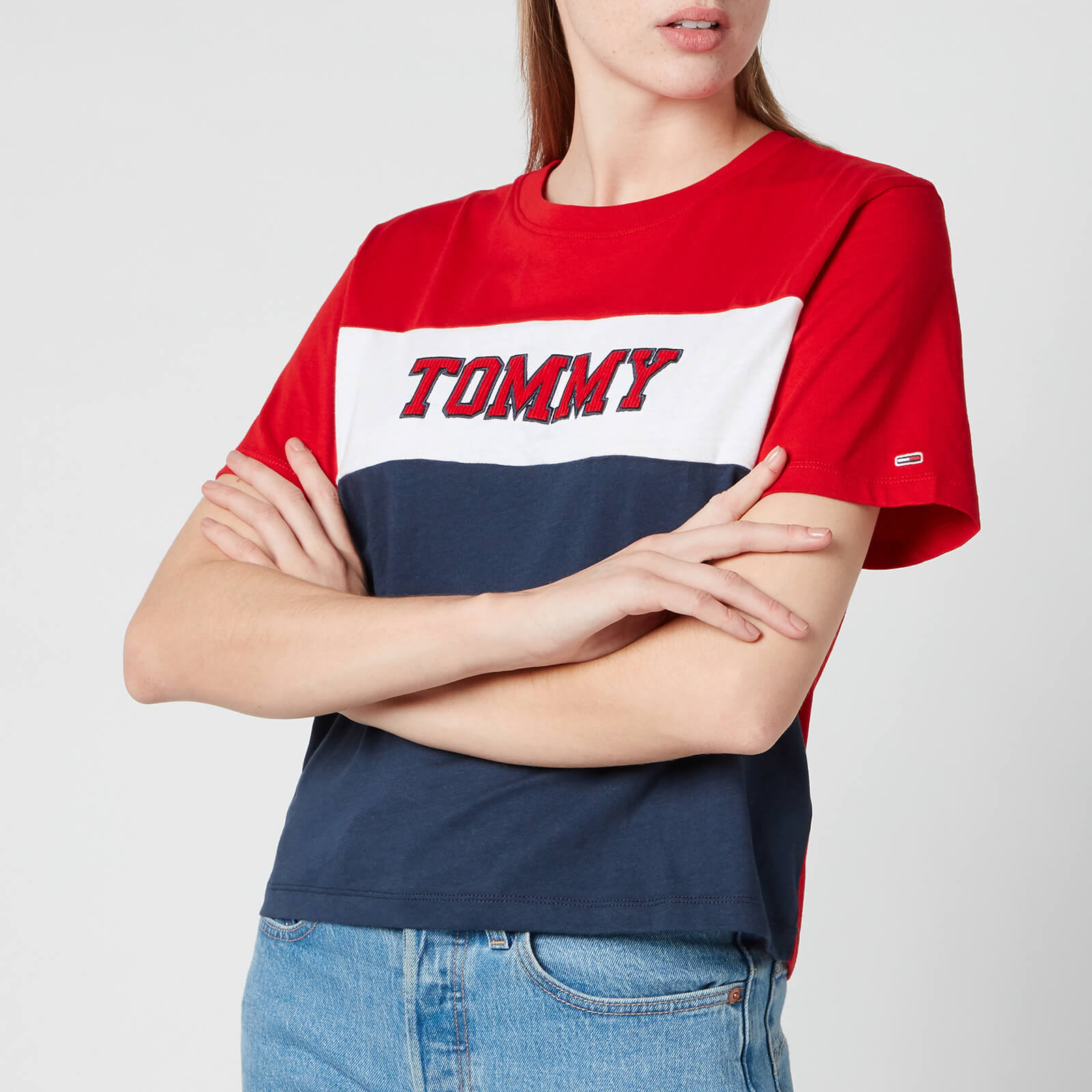 Tommy Jeans Women's Tjw Colorblock Stripe T-Shirt - White / Multi - XS