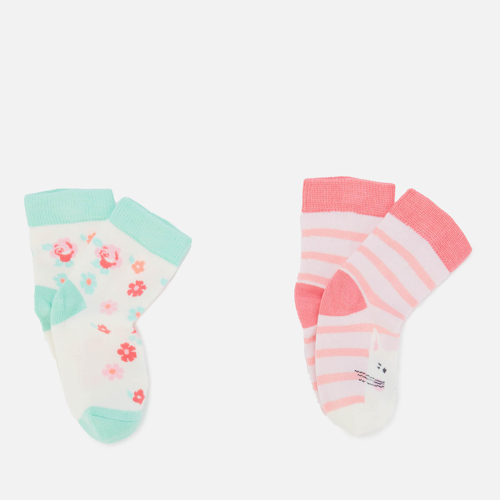 Joules Baby Floral and Cat Socks (2 Pack) - 0-6 Months