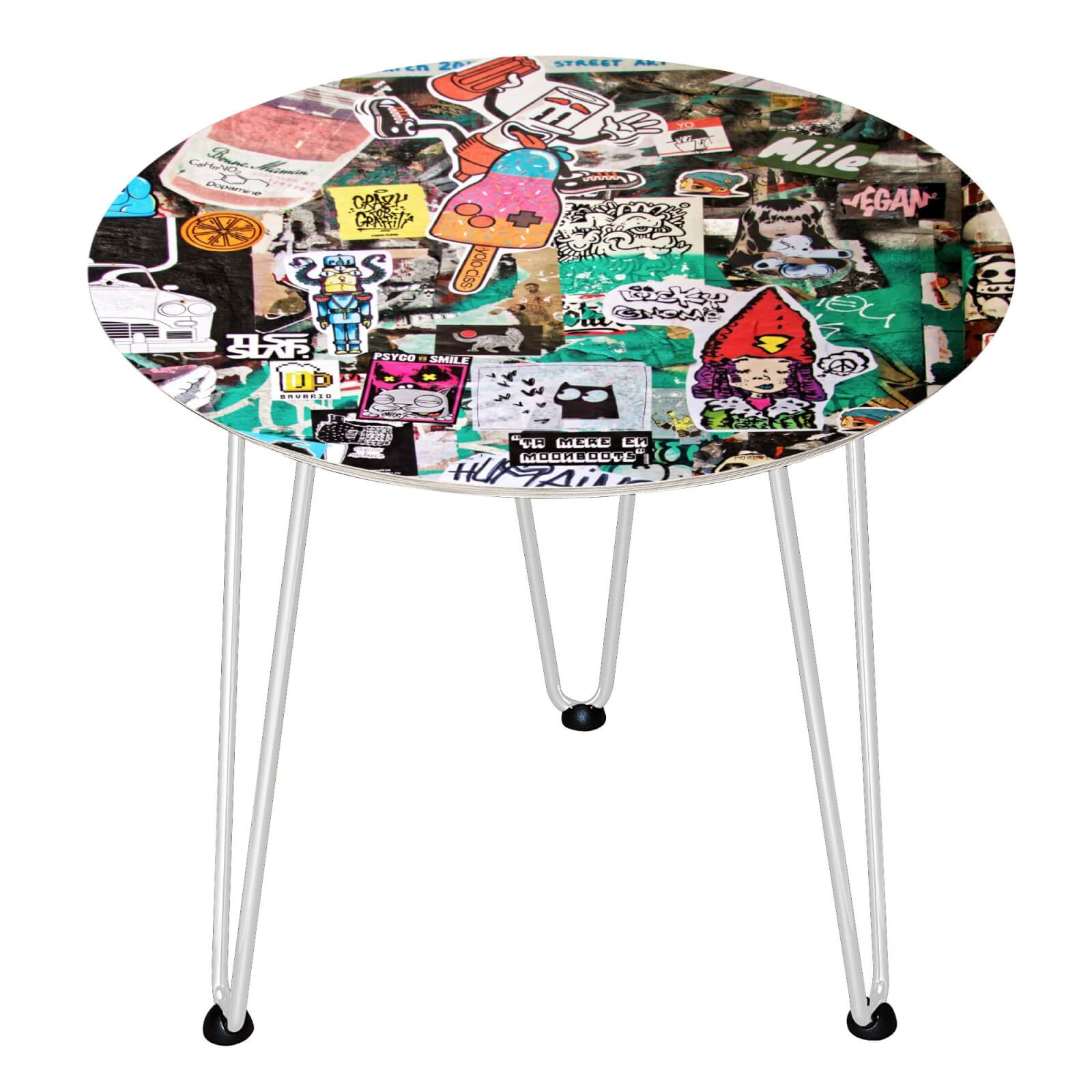 Decorsome Sticker Wall Wooden Side Table - White