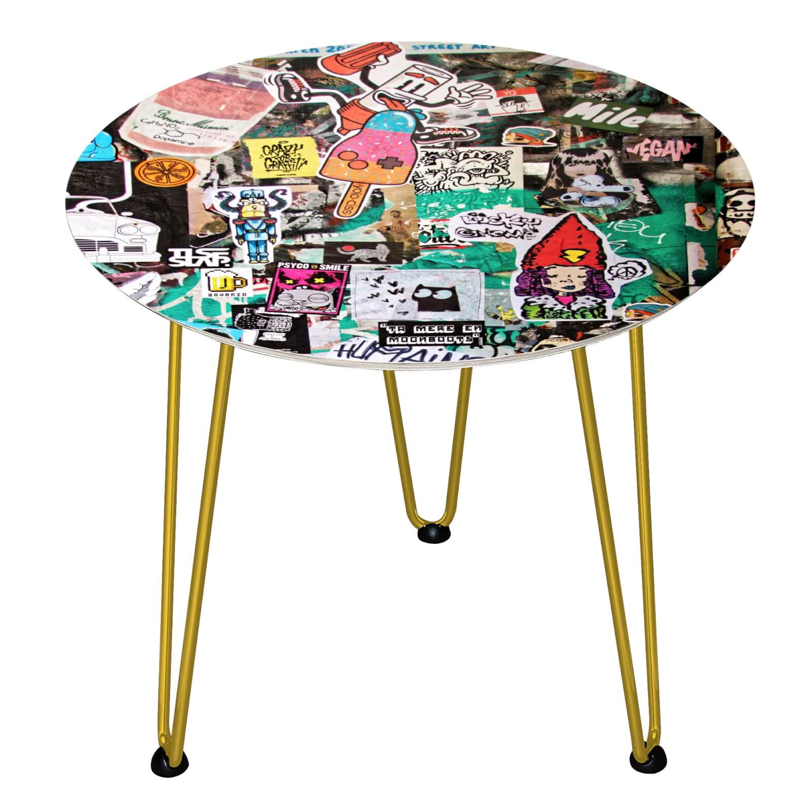 Decorsome Sticker Wall Wooden Side Table - Gold