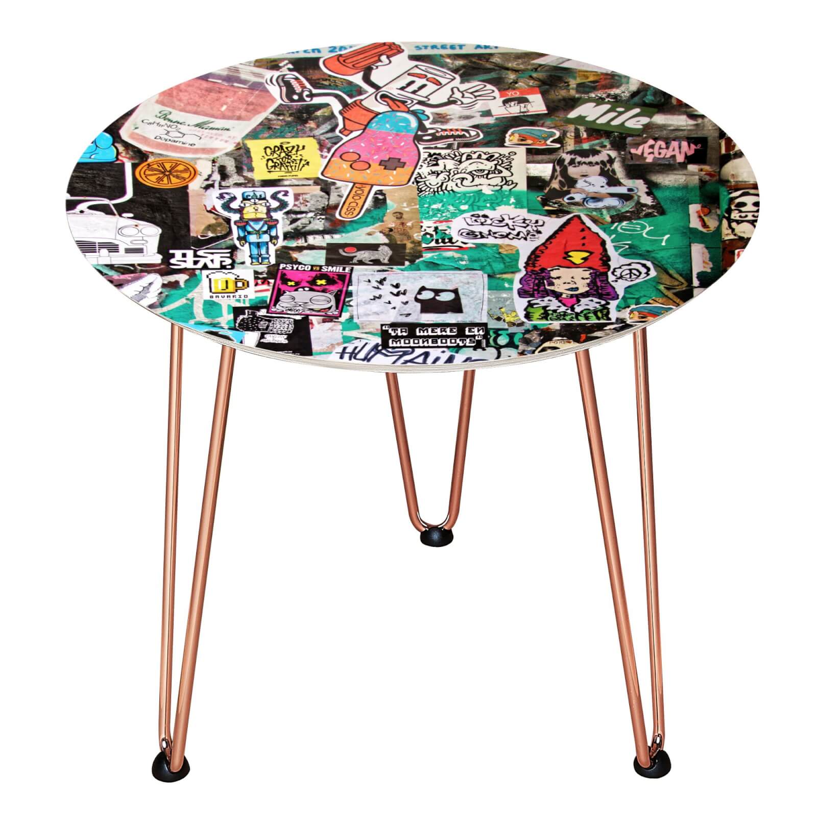 Decorsome Sticker Wall Wooden Side Table - Rose gold