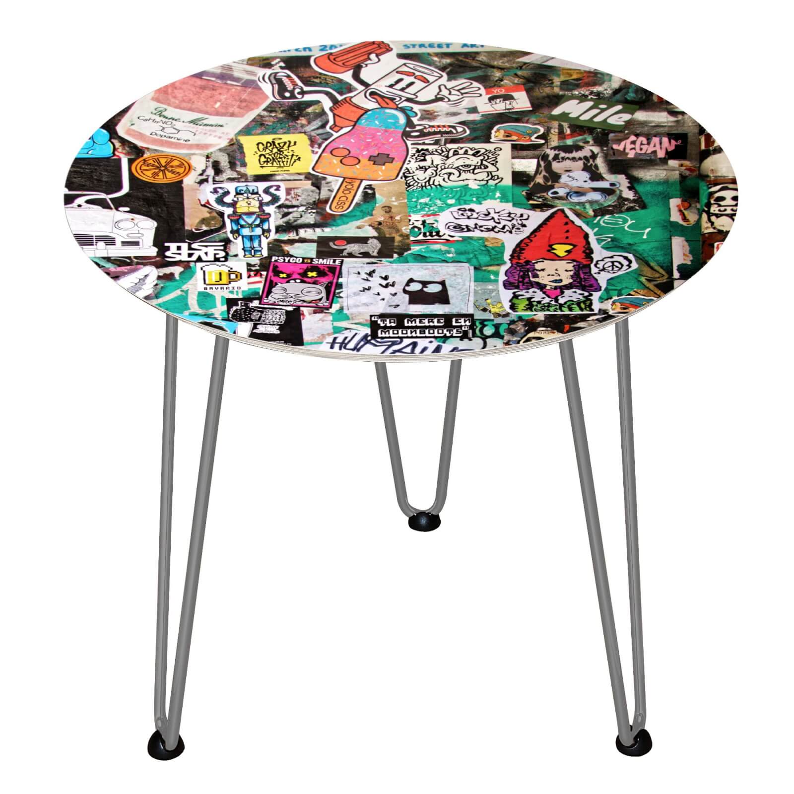 Decorsome Sticker Wall Wooden Side Table - Silver