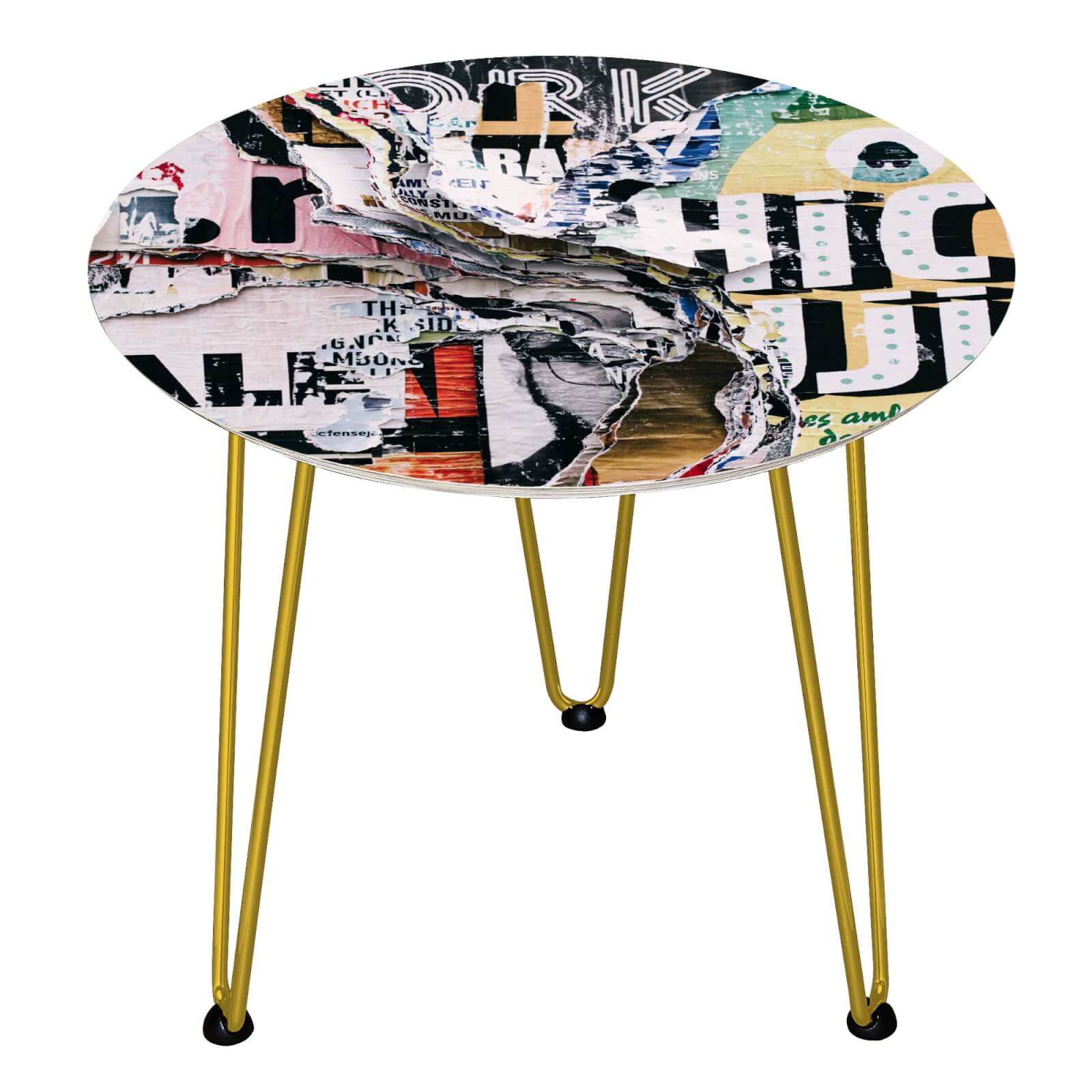 Decorsome Graffiti Wooden Side Table - Gold
