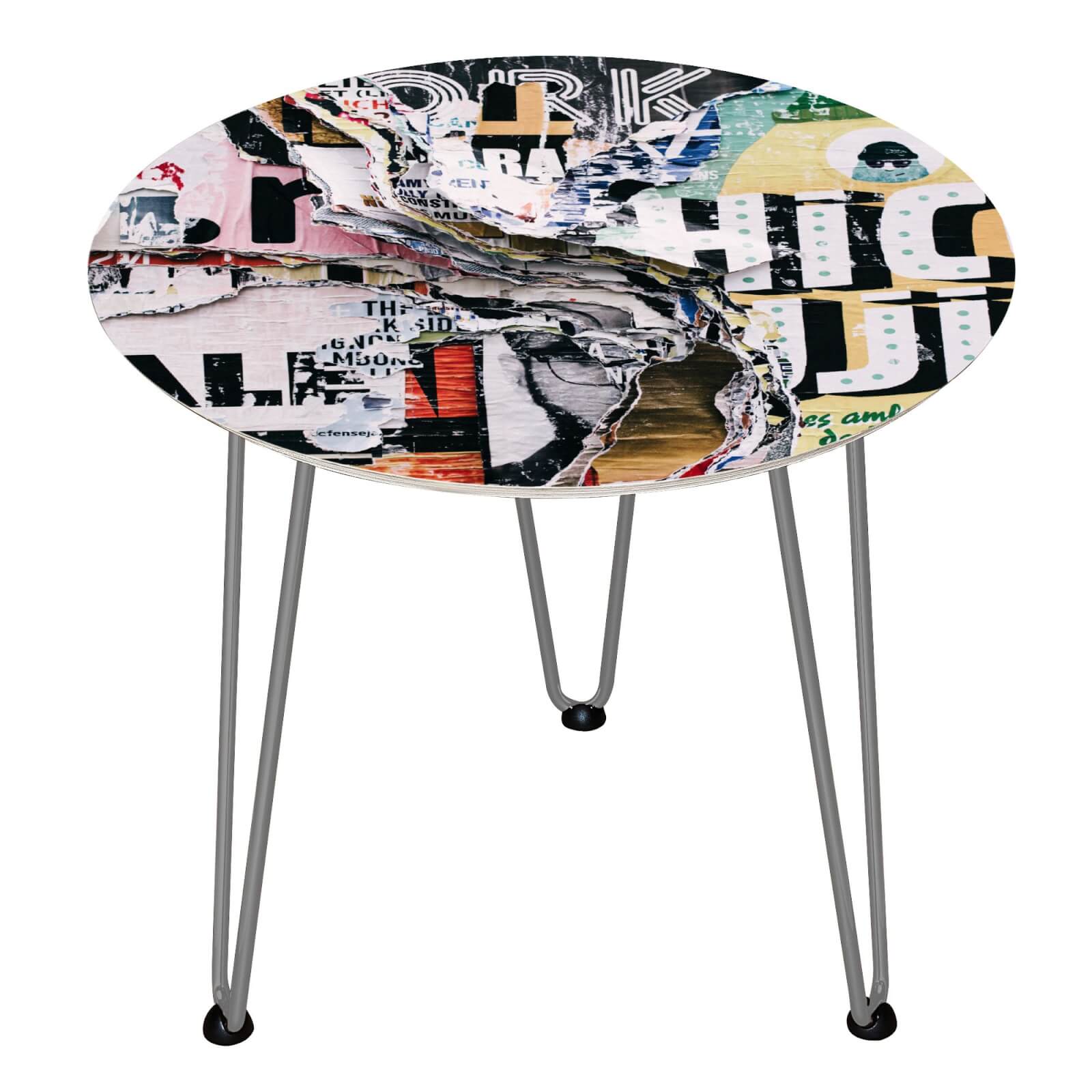 Decorsome Graffiti Wooden Side Table - Silver