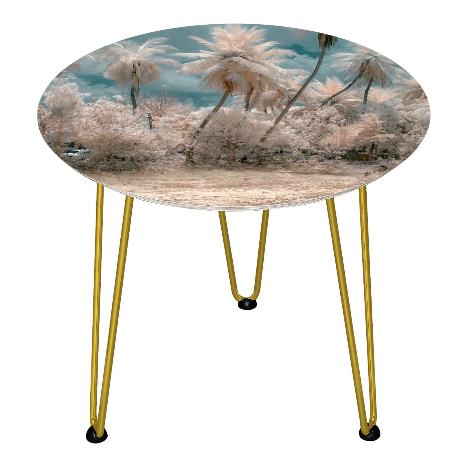 Decorsome Botanical Wooden Side Table - Gold