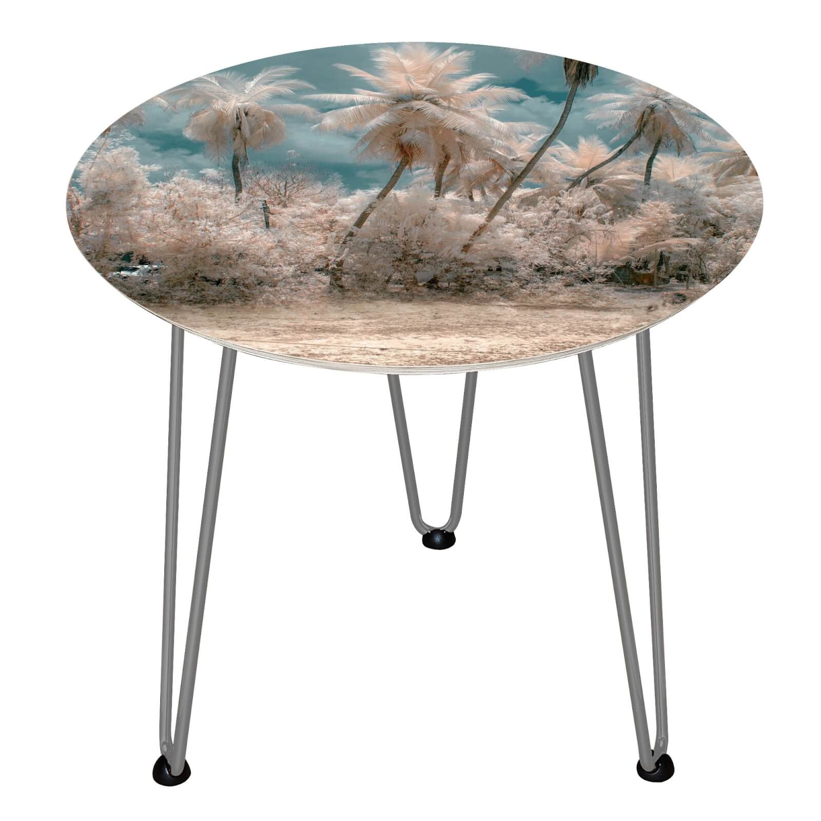 Decorsome Botanical Wooden Side Table - Silver