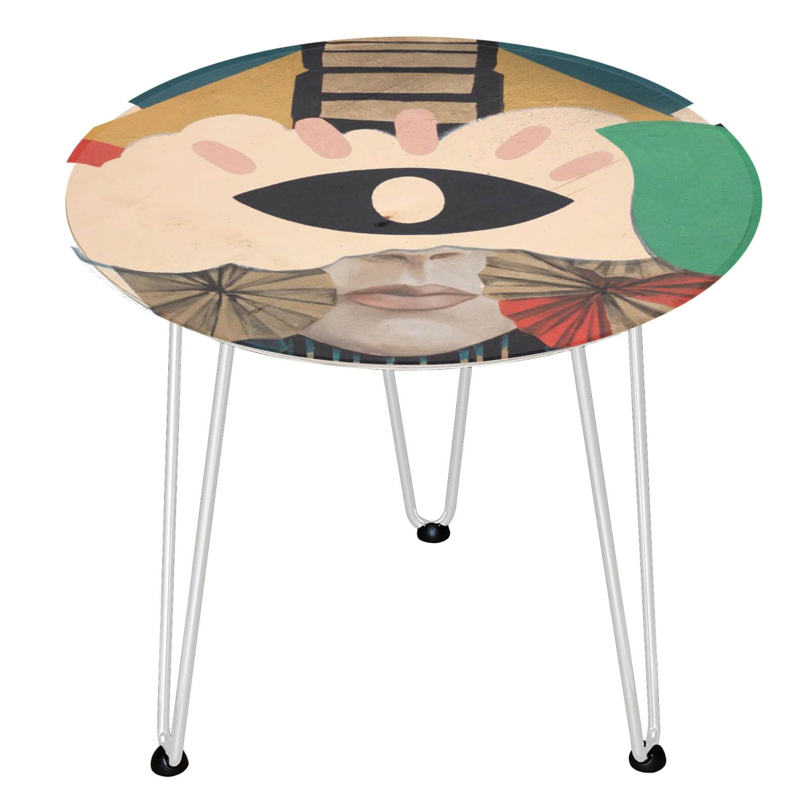 Decorsome Mix Collage Wooden Side Table - White