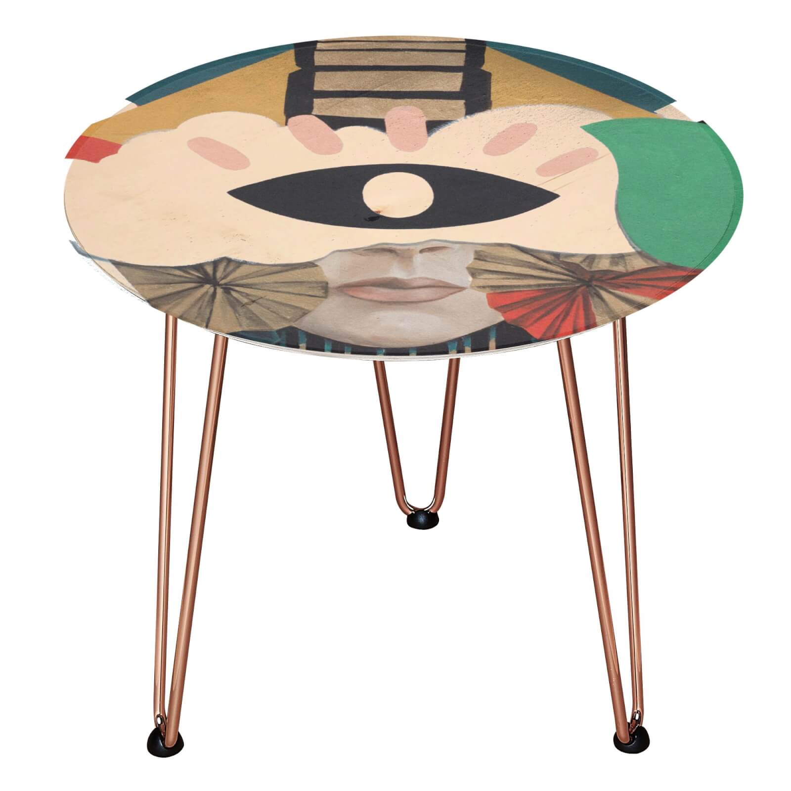 Decorsome Mix Collage Wooden Side Table - Rose gold