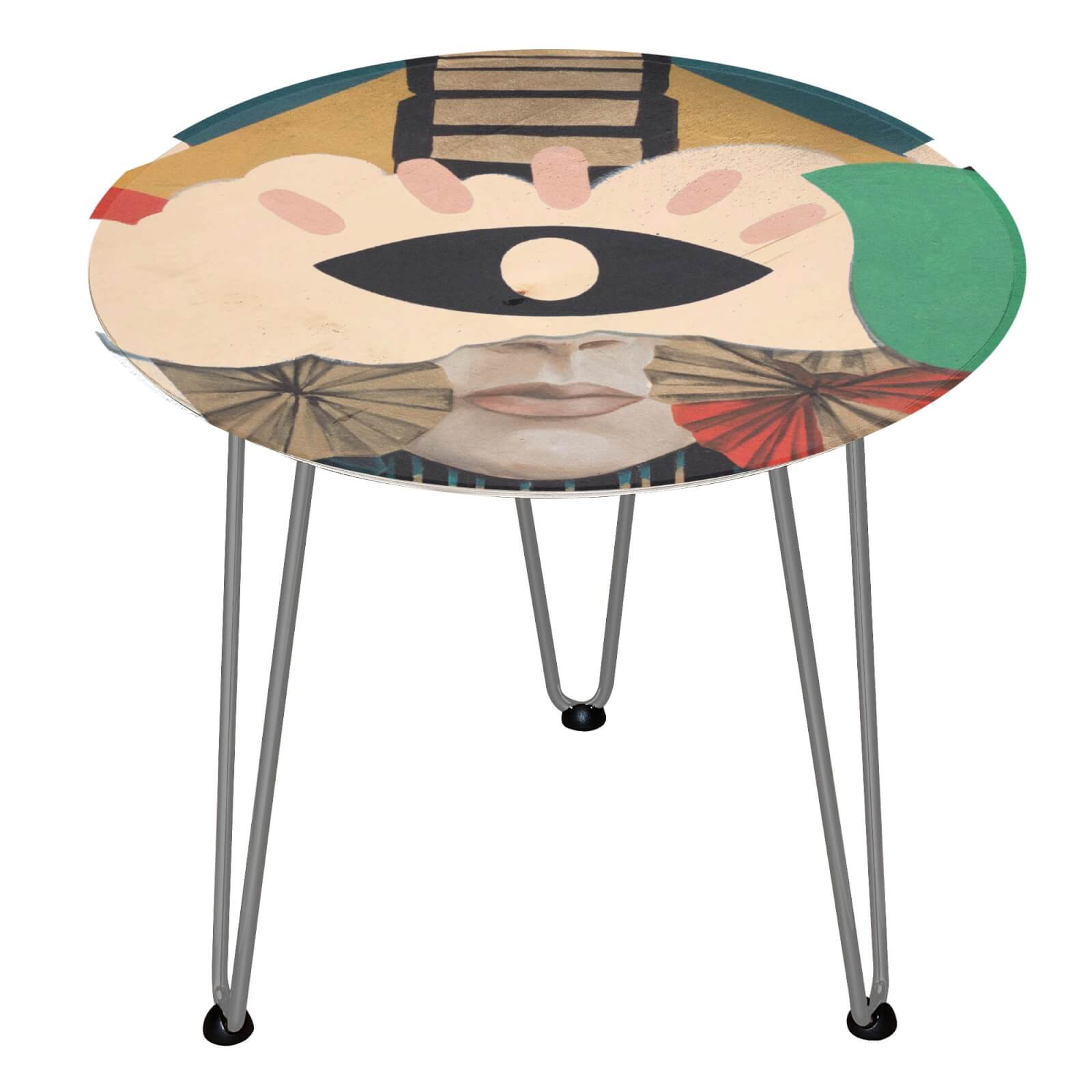 Decorsome Mix Collage Wooden Side Table - Silver