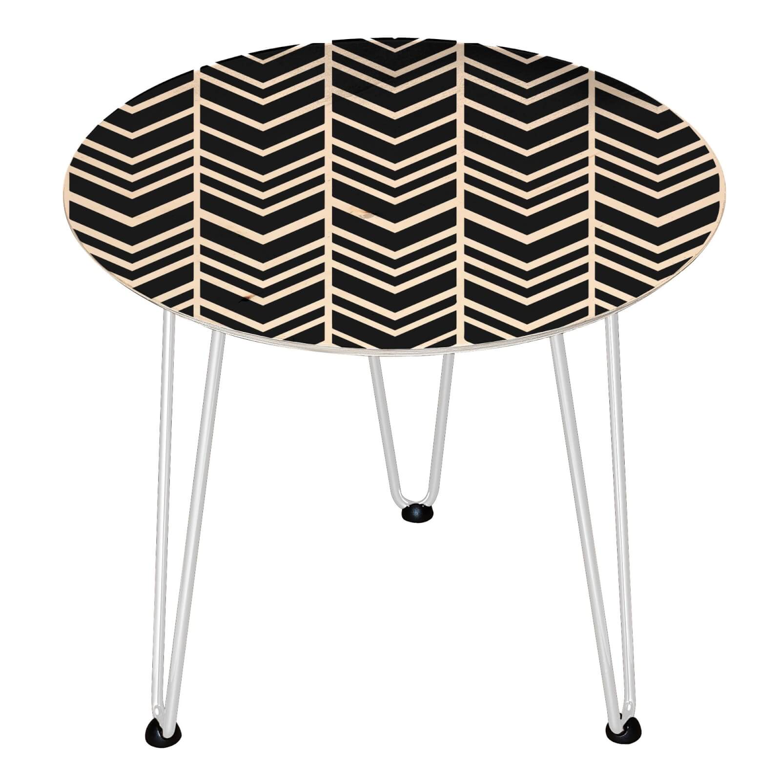 Decorsome Herringbone Wooden Side Table - White