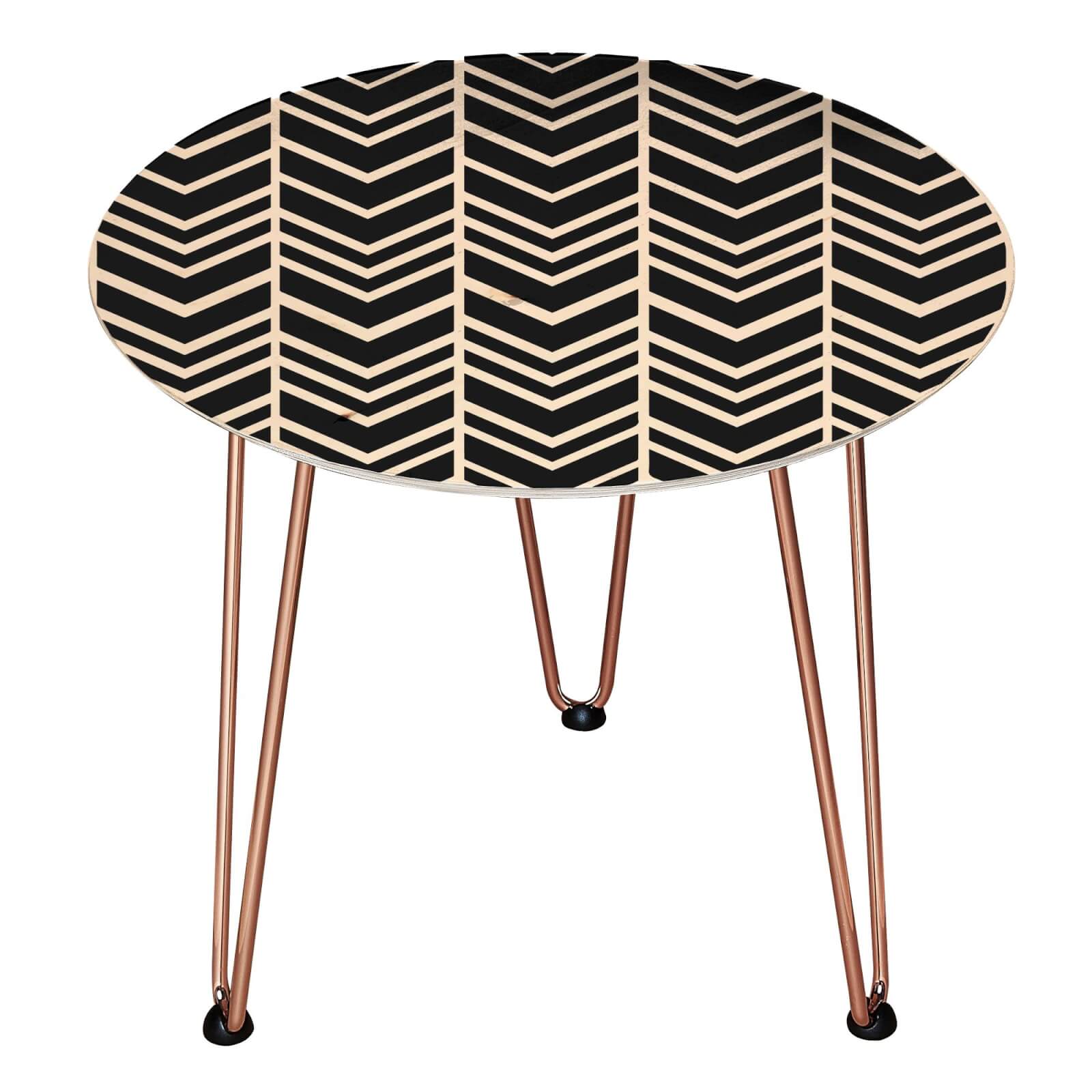 Decorsome Herringbone Wooden Side Table - Rose gold