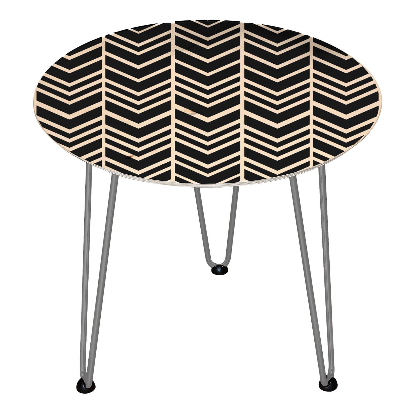 Decorsome Herringbone Wooden Side Table - Silver