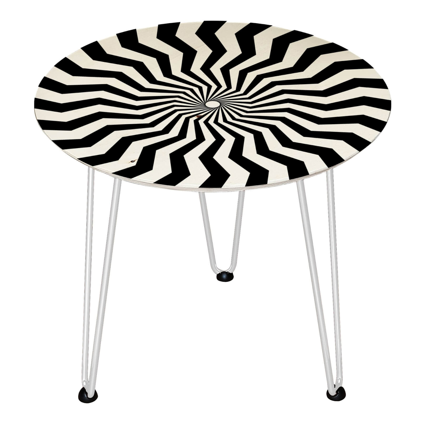 Decorsome x Geometric Swirl Wooden Side Table - White
