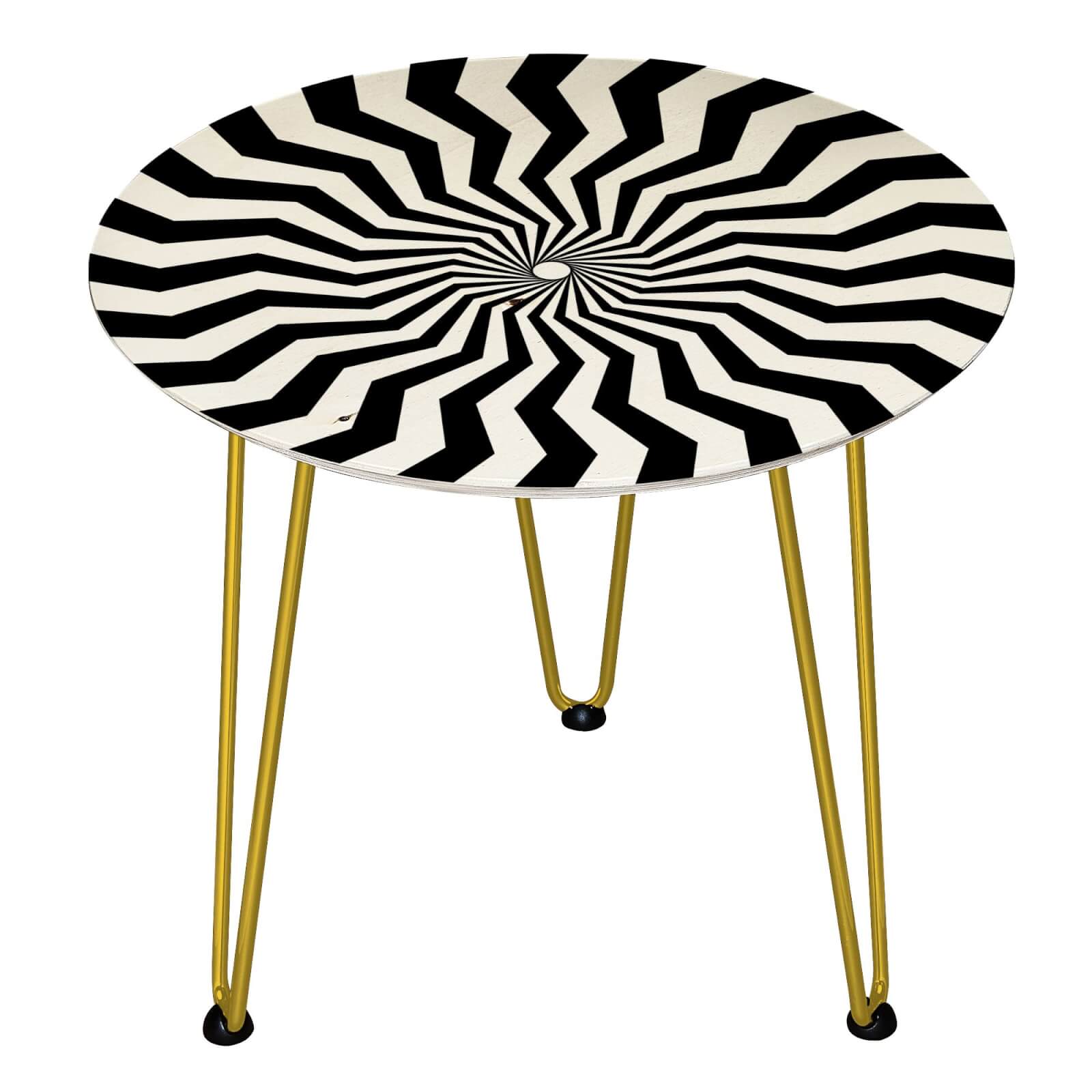 Decorsome Geometric Swirl Wooden Side Table - Gold
