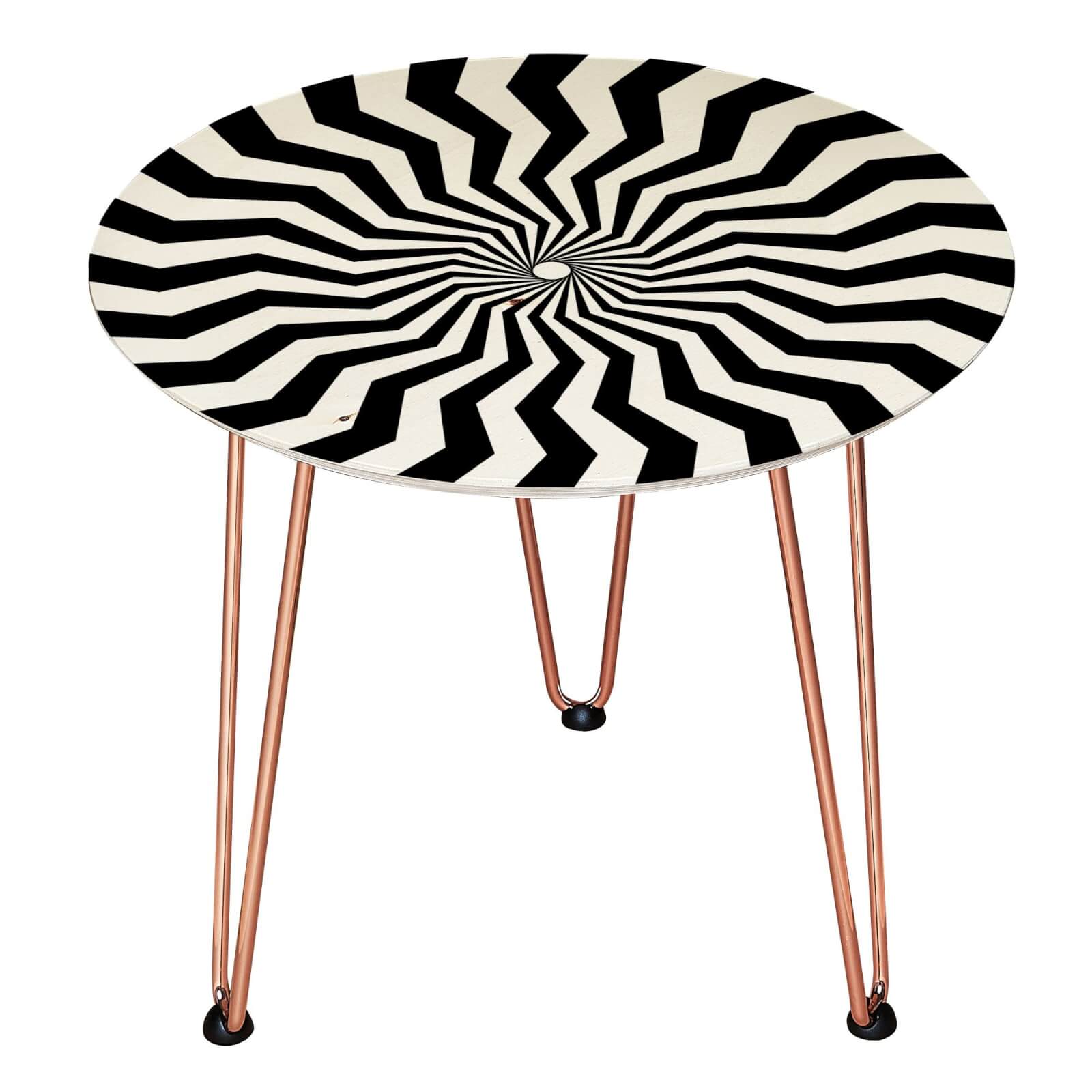 Decorsome Geometric Swirl Wooden Side Table - Rose gold