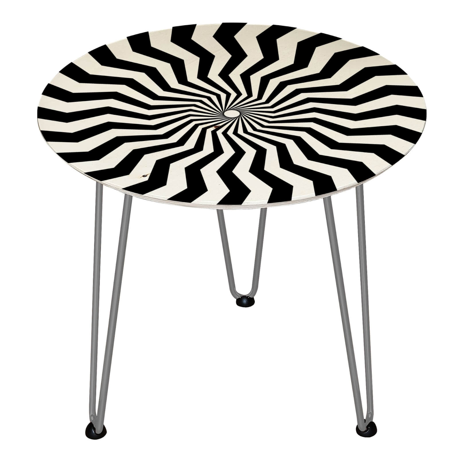 Decorsome Geometric Swirl Wooden Side Table - Silver