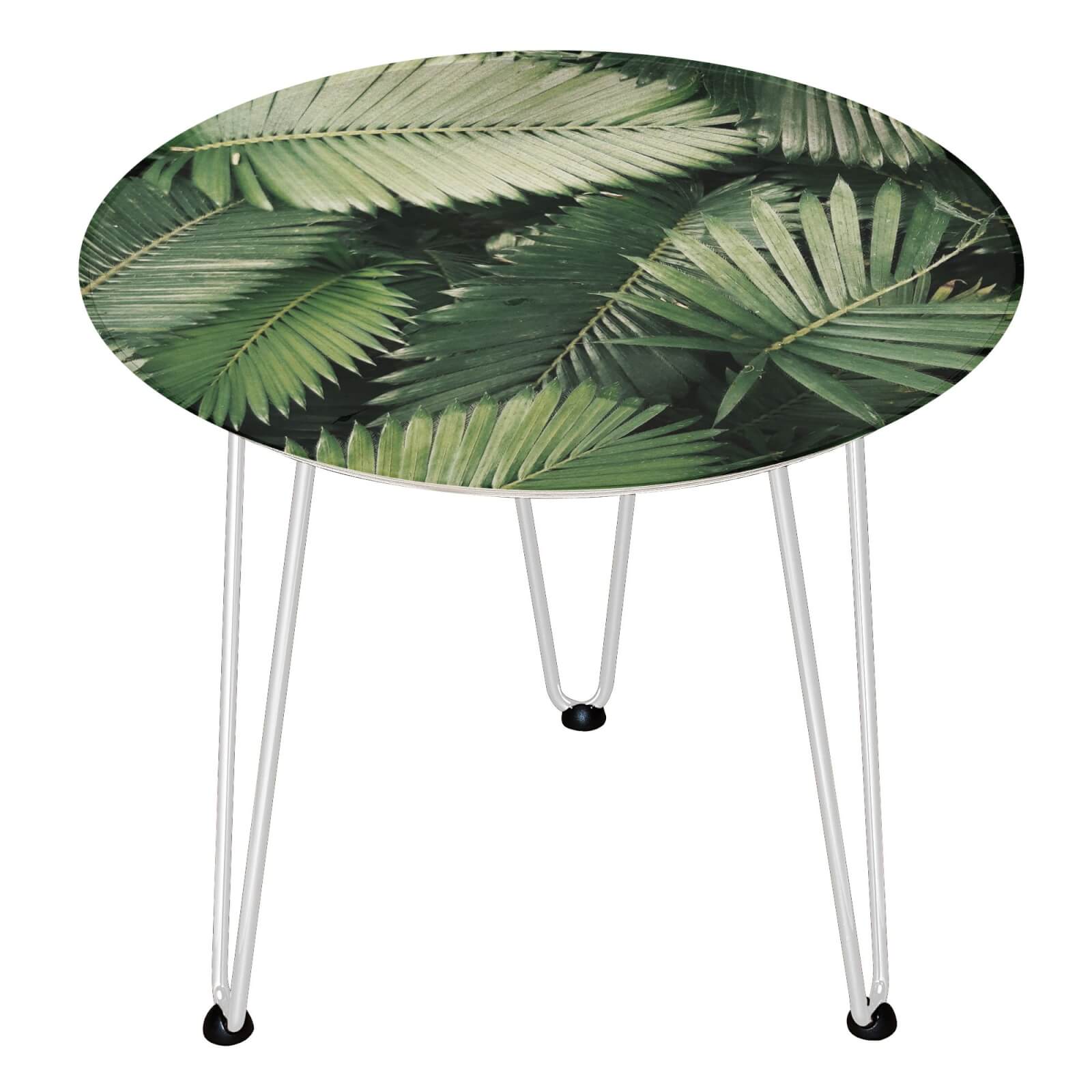 Decorsome x Tropical Leaves Wooden Side Table - White