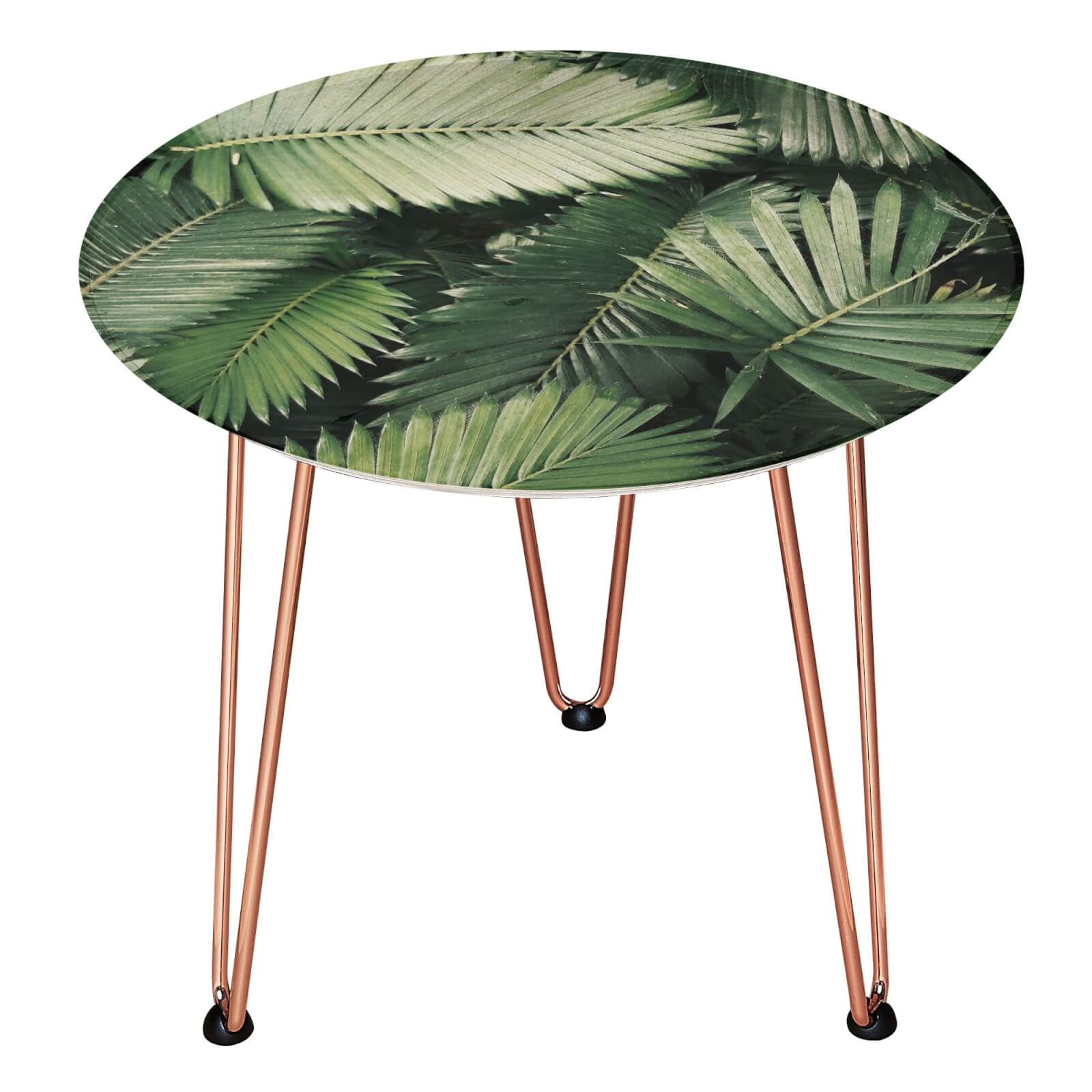 Decorsome x Tropical Leaves Wooden Side Table - Gold