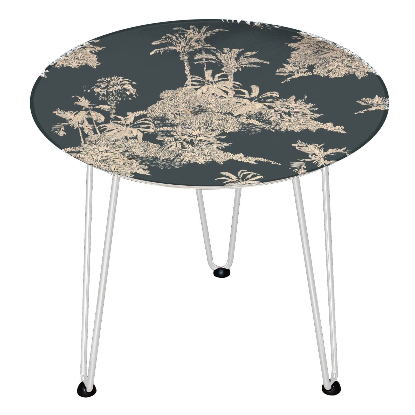 Decorsome x Botanical Pattern Wooden Side Table - White