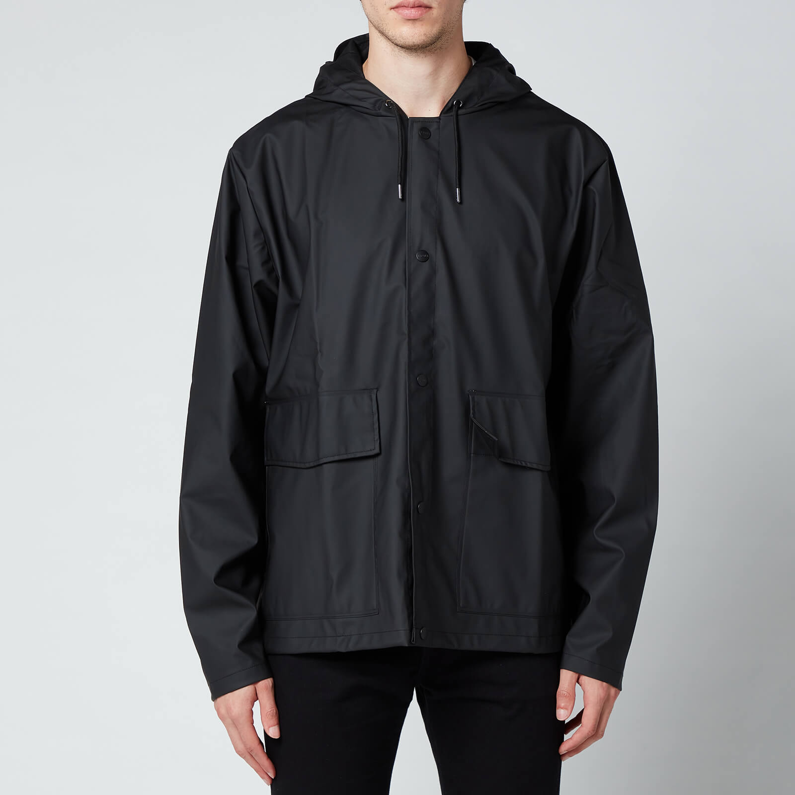 Rains Short Hooded Coat - Black - L/XL