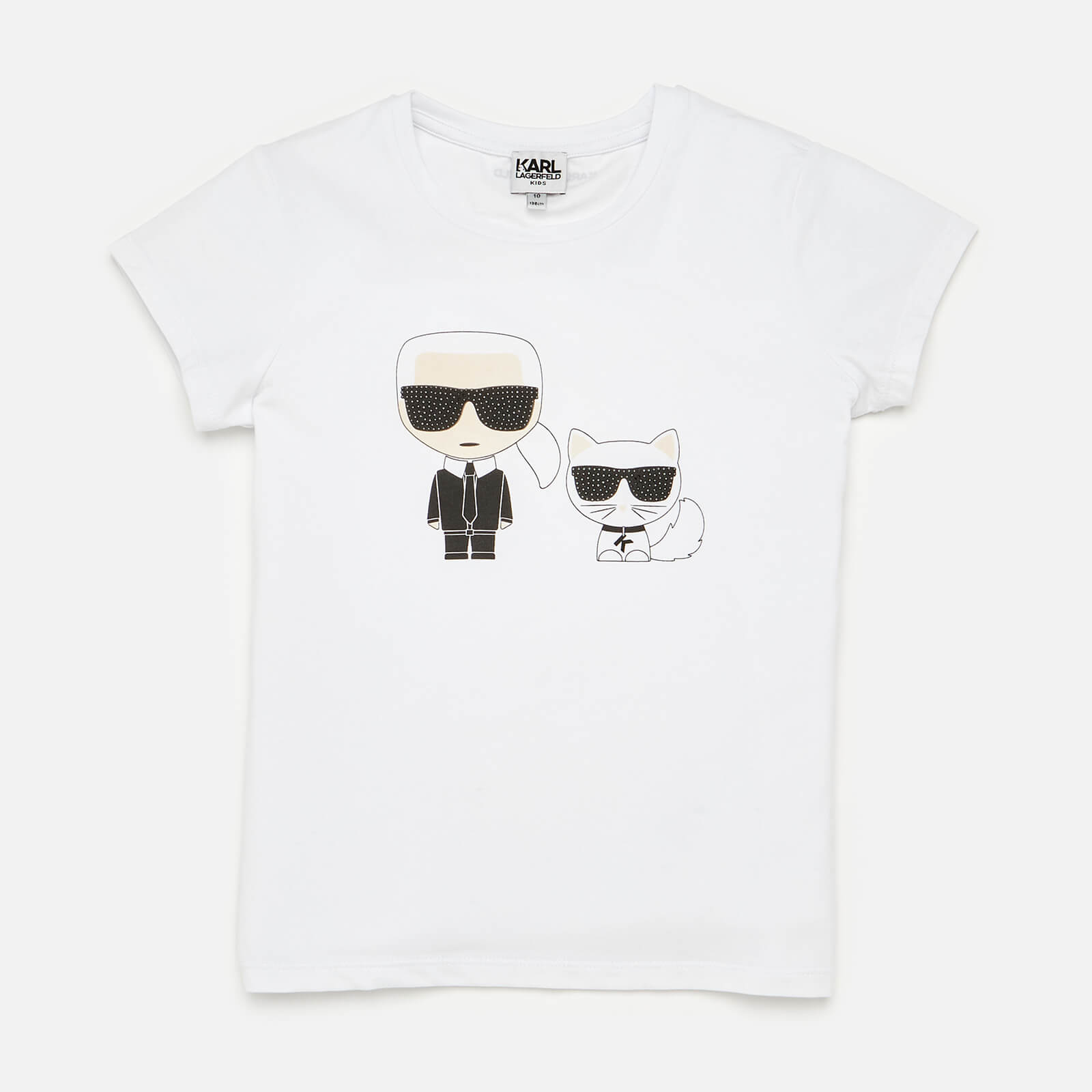 KARL LAGERFELD Girls' Karl & Choupette Short Sleeved T-Shirt - White - 4 Years